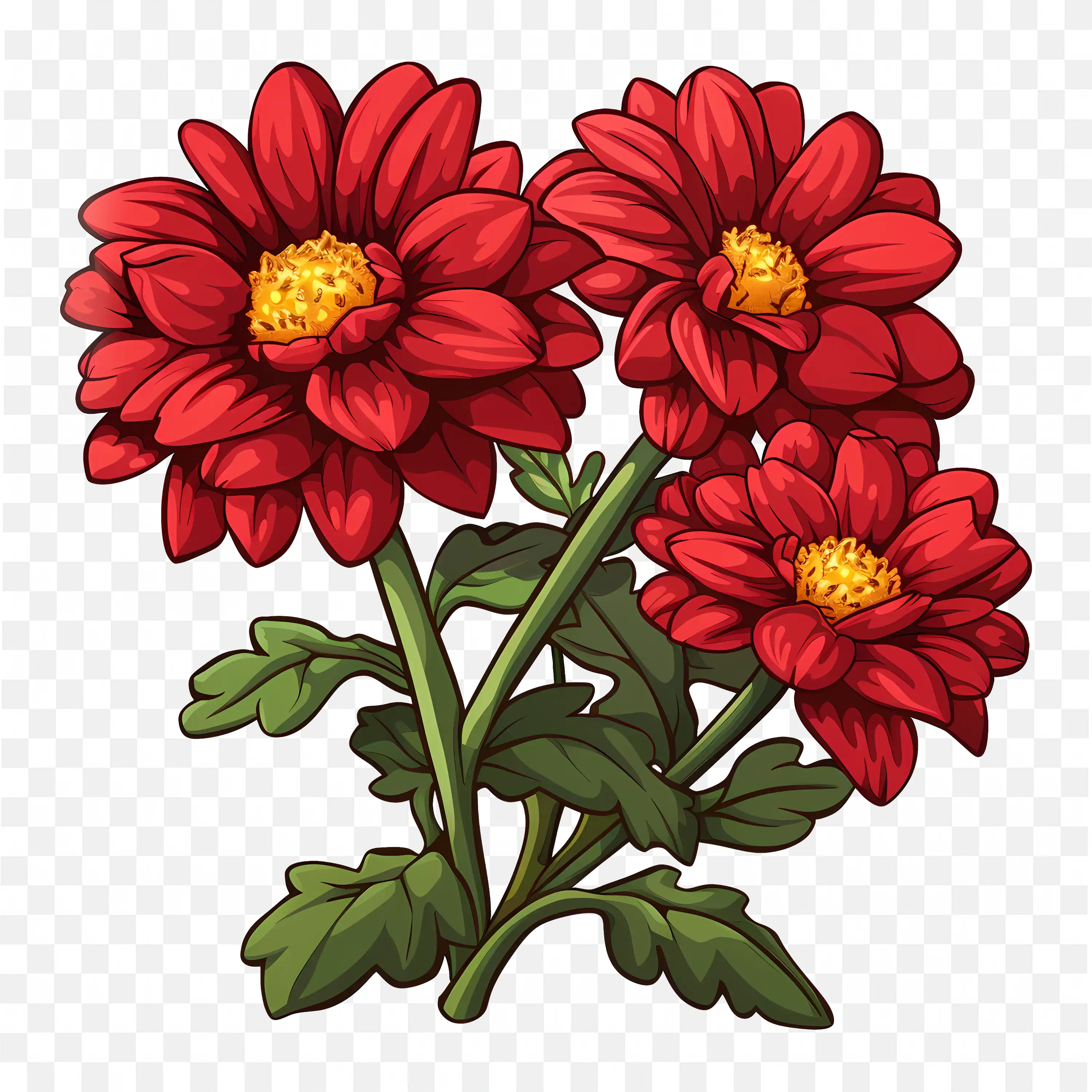 Red Flowers PNG Nature Clip Art Bloom Isolated Branch
