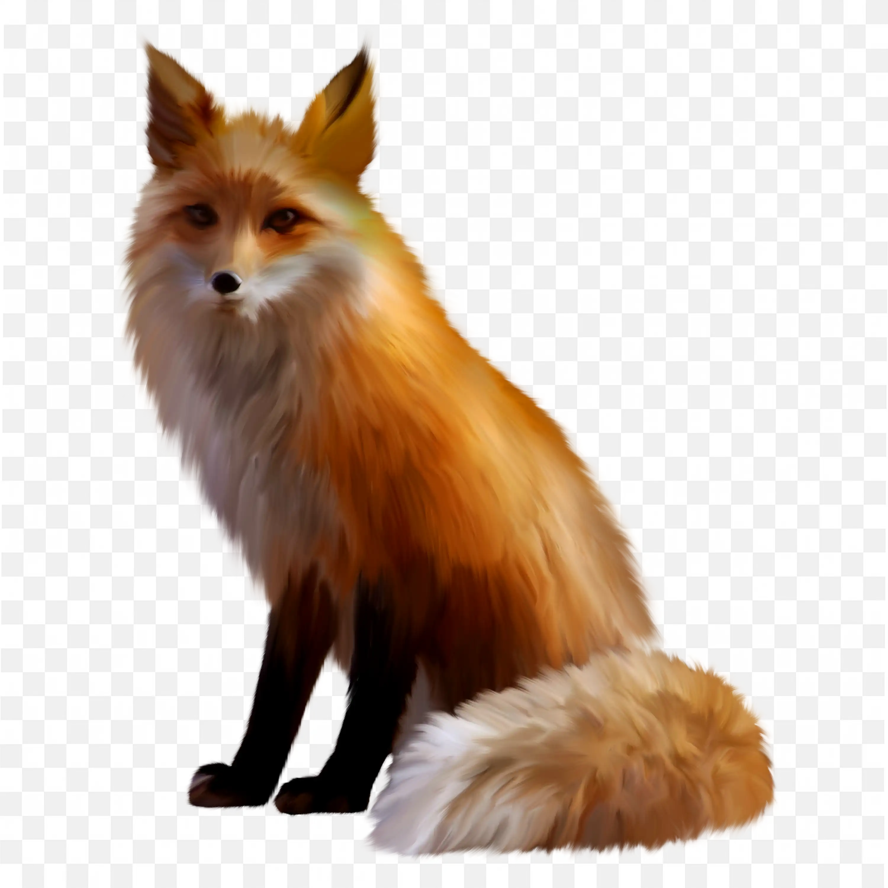 Red Fox Clip Art Realistic Sitting Wild Nature Animal Art PNG