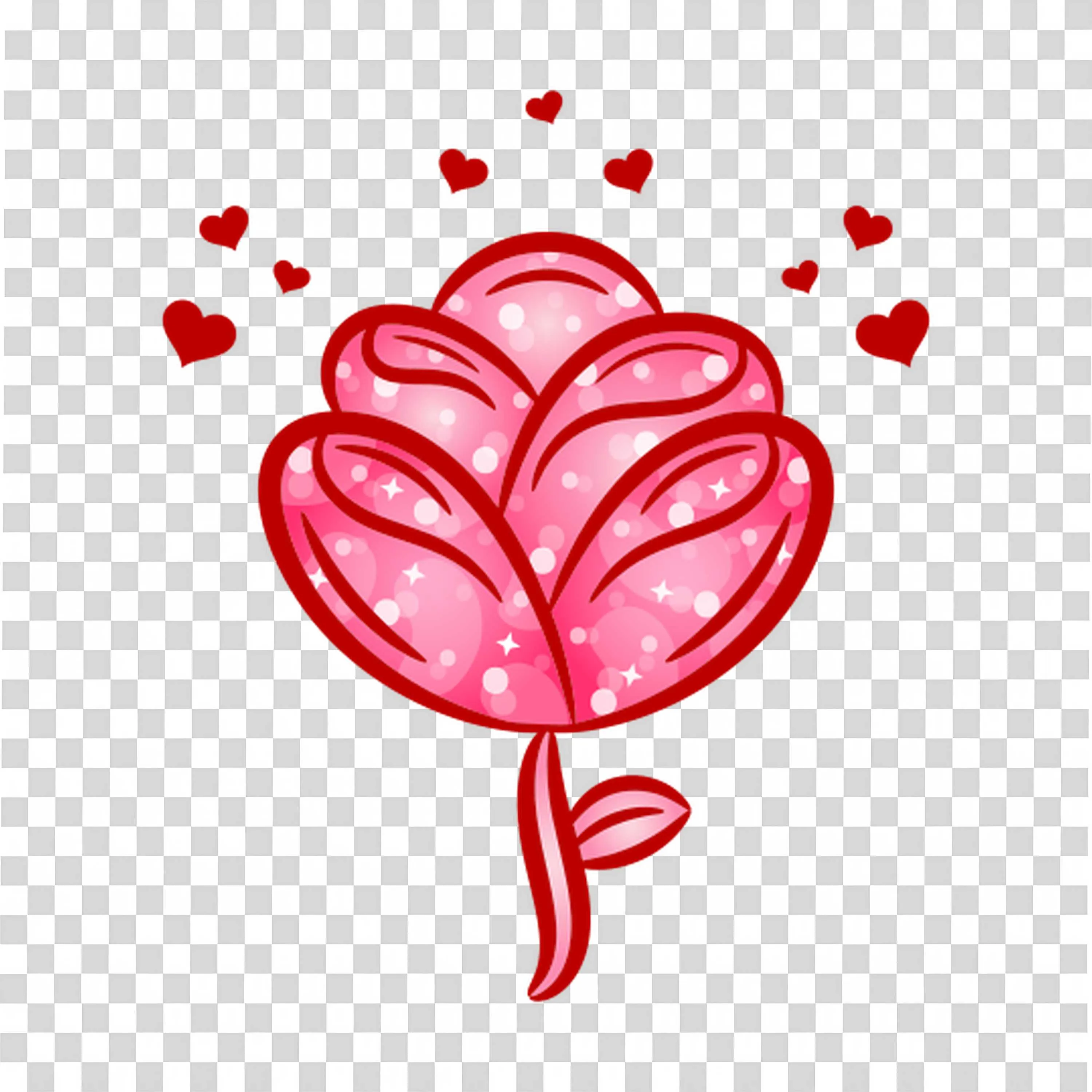 Red Heart Shaped Flower with Small Floating Hearts