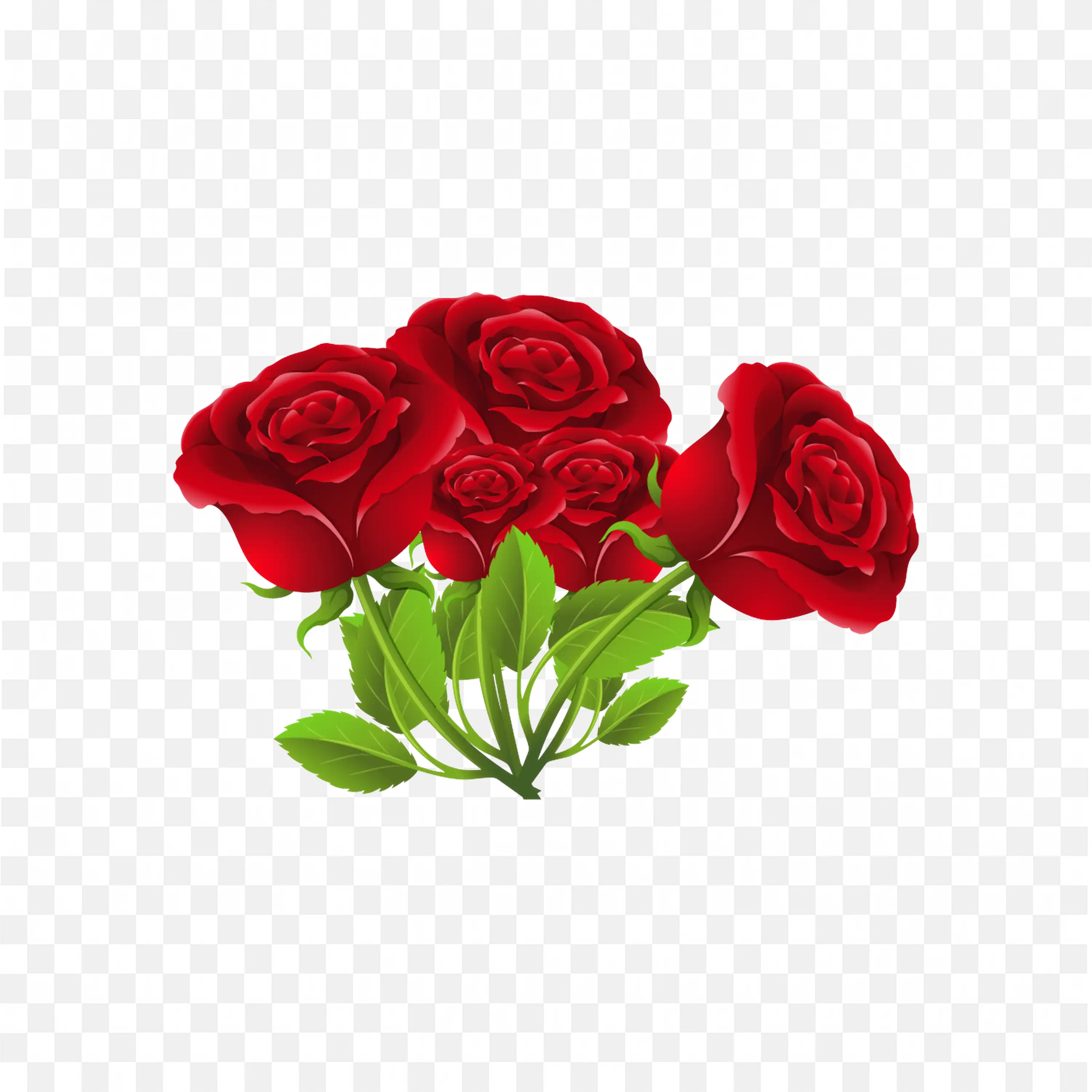 Red Roses Bouquet with Stems Love Transparent PNG