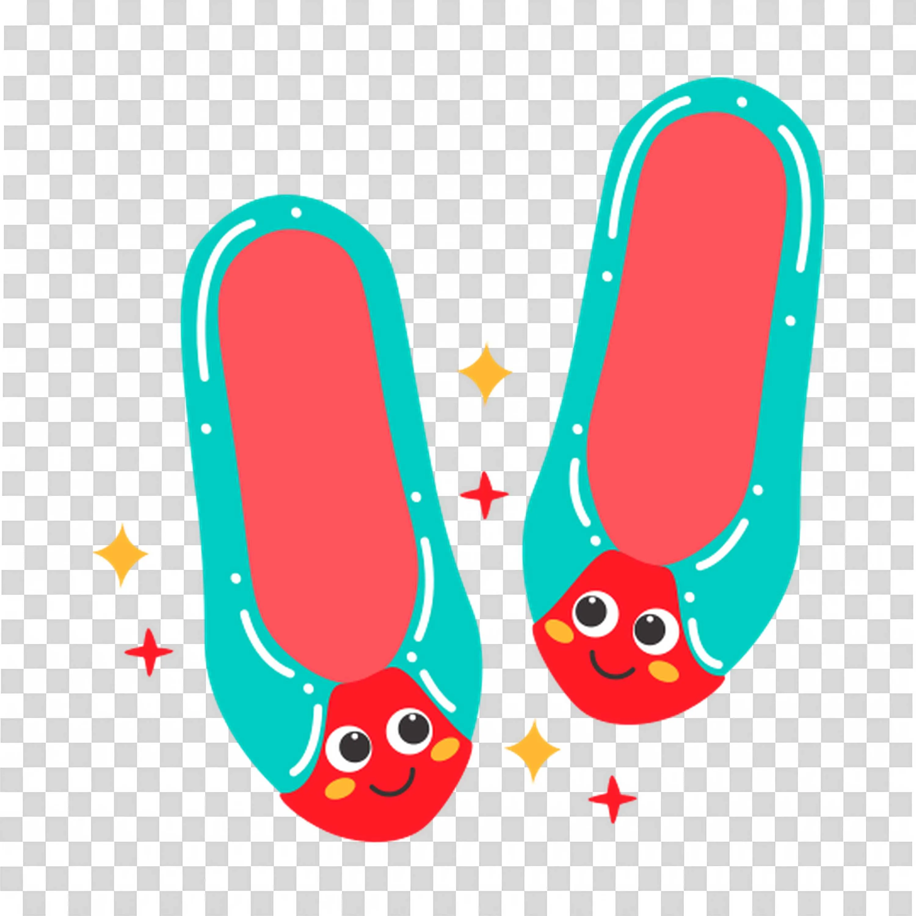 Red Shoes with Floral Patterns and Cheerful Faces Free PNG