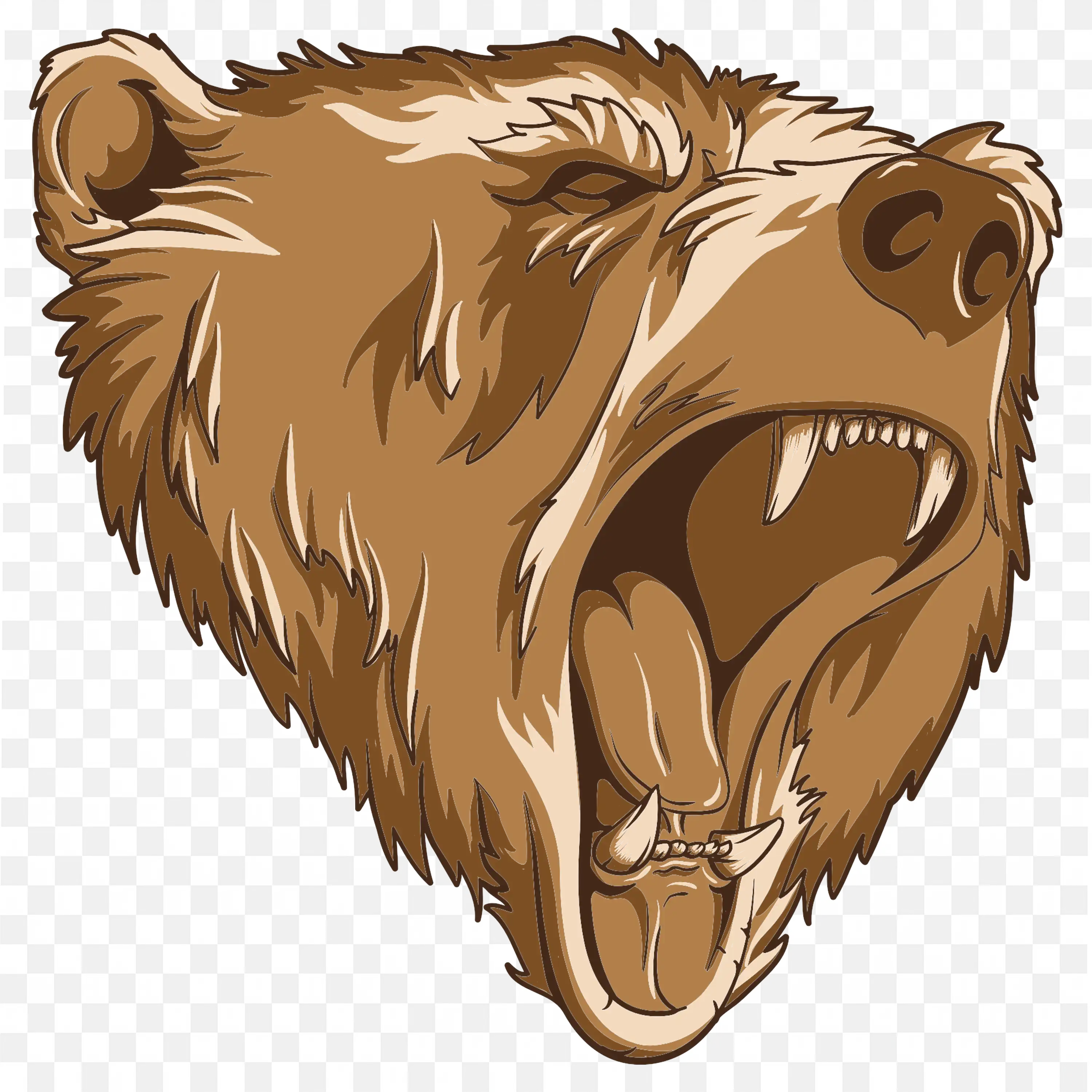 Roaring Bear Head PNG Stylized Mascot Animal Face Logo