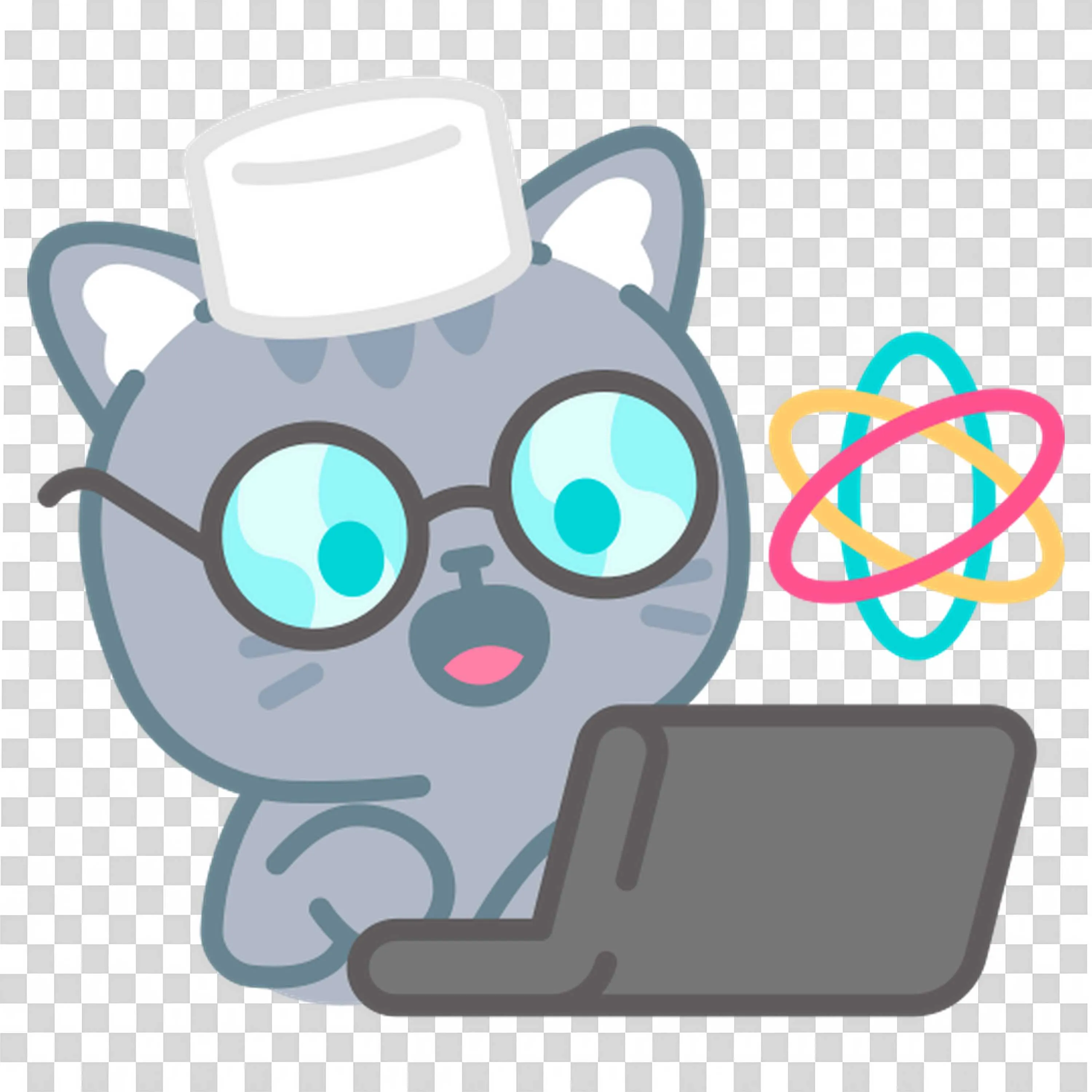 Robot Cat with Goggles Explores Science with Joy Free Png