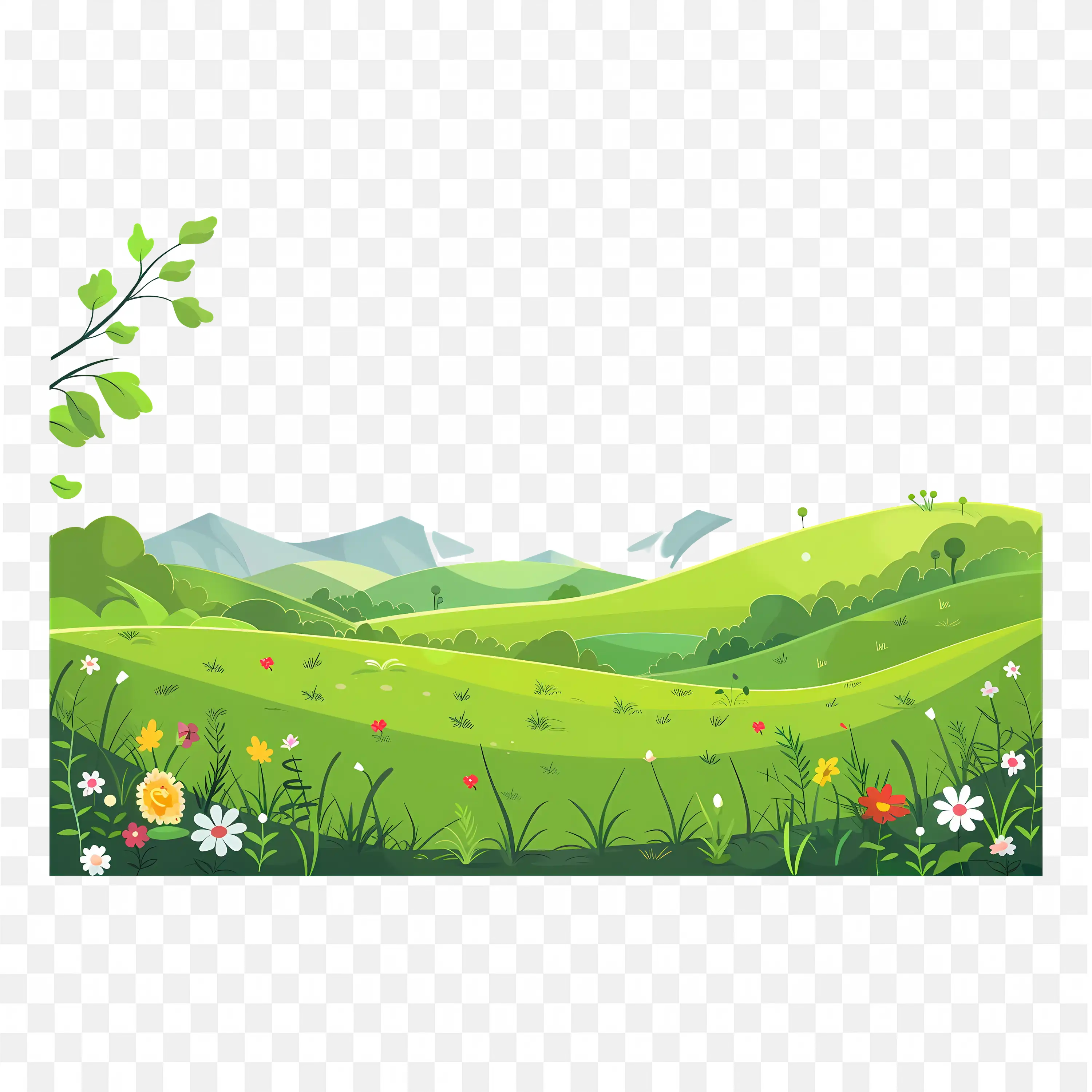 Rolling Green Hills Landscape Bright and Calm Field Scene