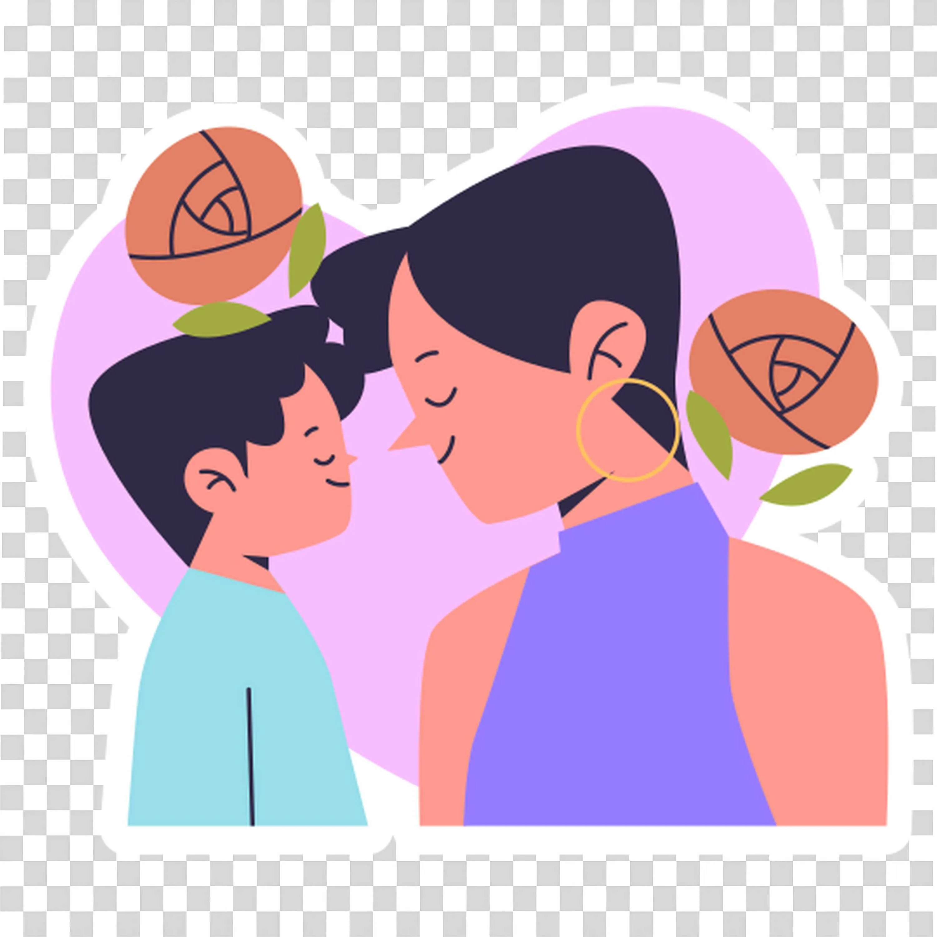 Romantic Couple Touching Noses with Rose Background