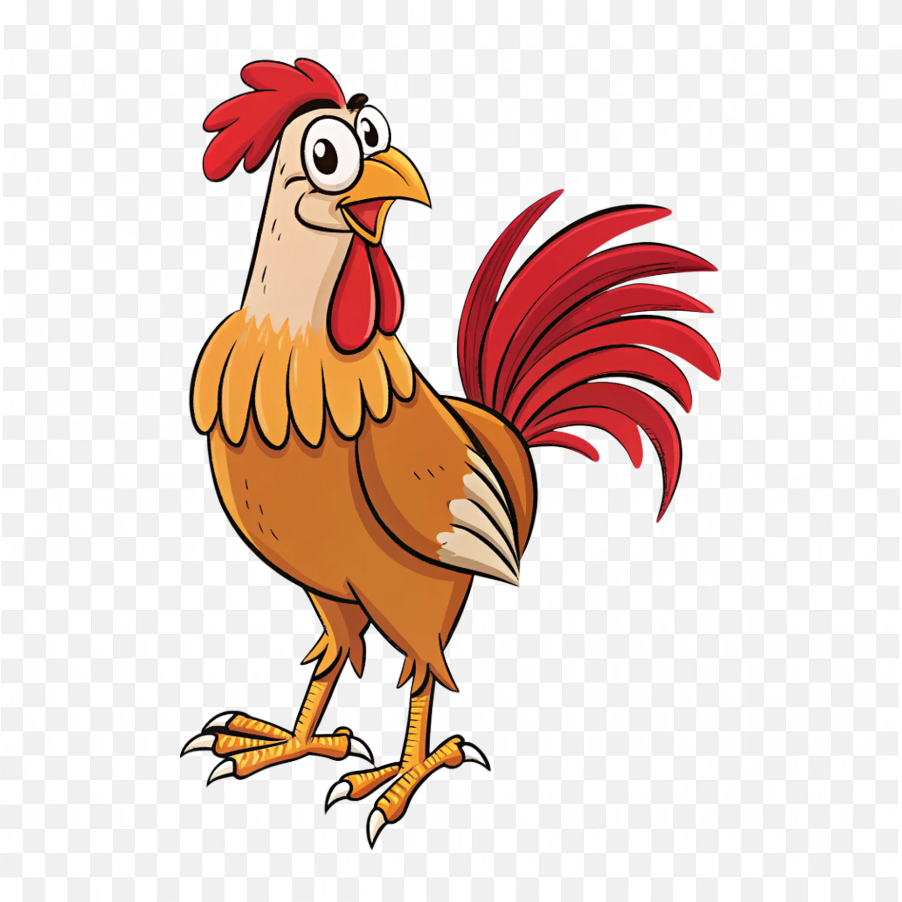 Rooster Standing PNG Farm Animal Wildlife Clipart Graphic