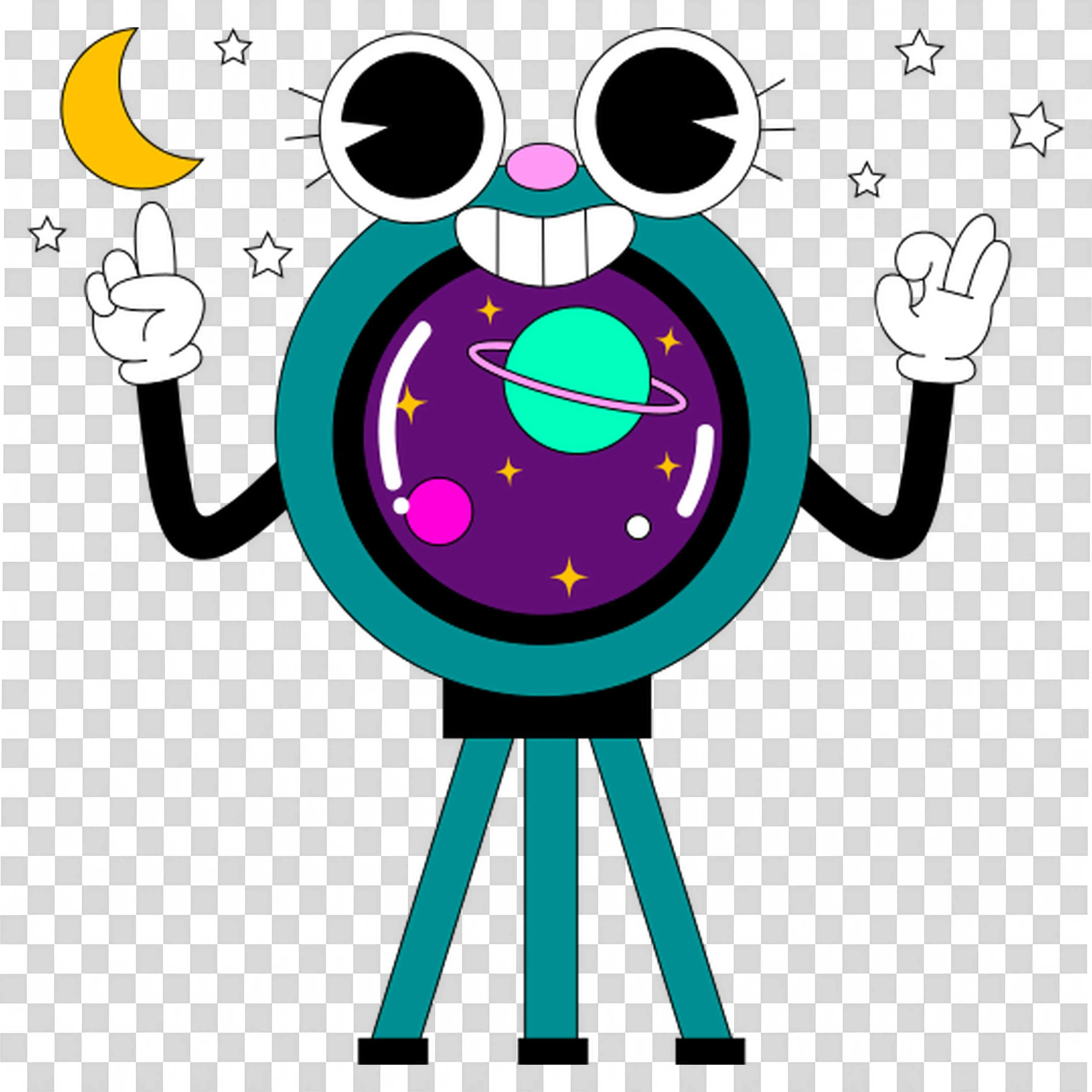 Round Blackboard with Social Diagrams and RAIsed Arms