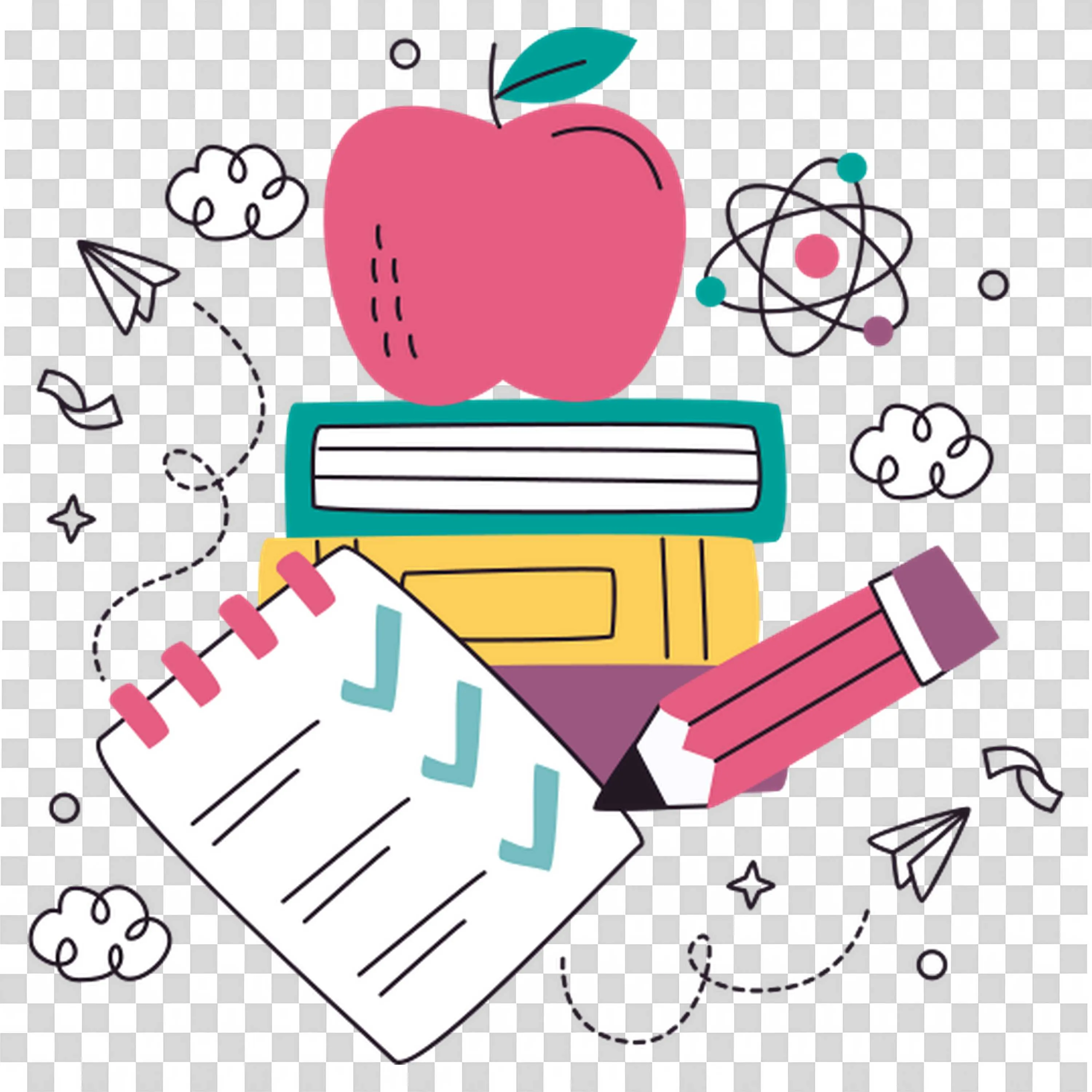 School Supplies Ready for Student Creativity Free Png
