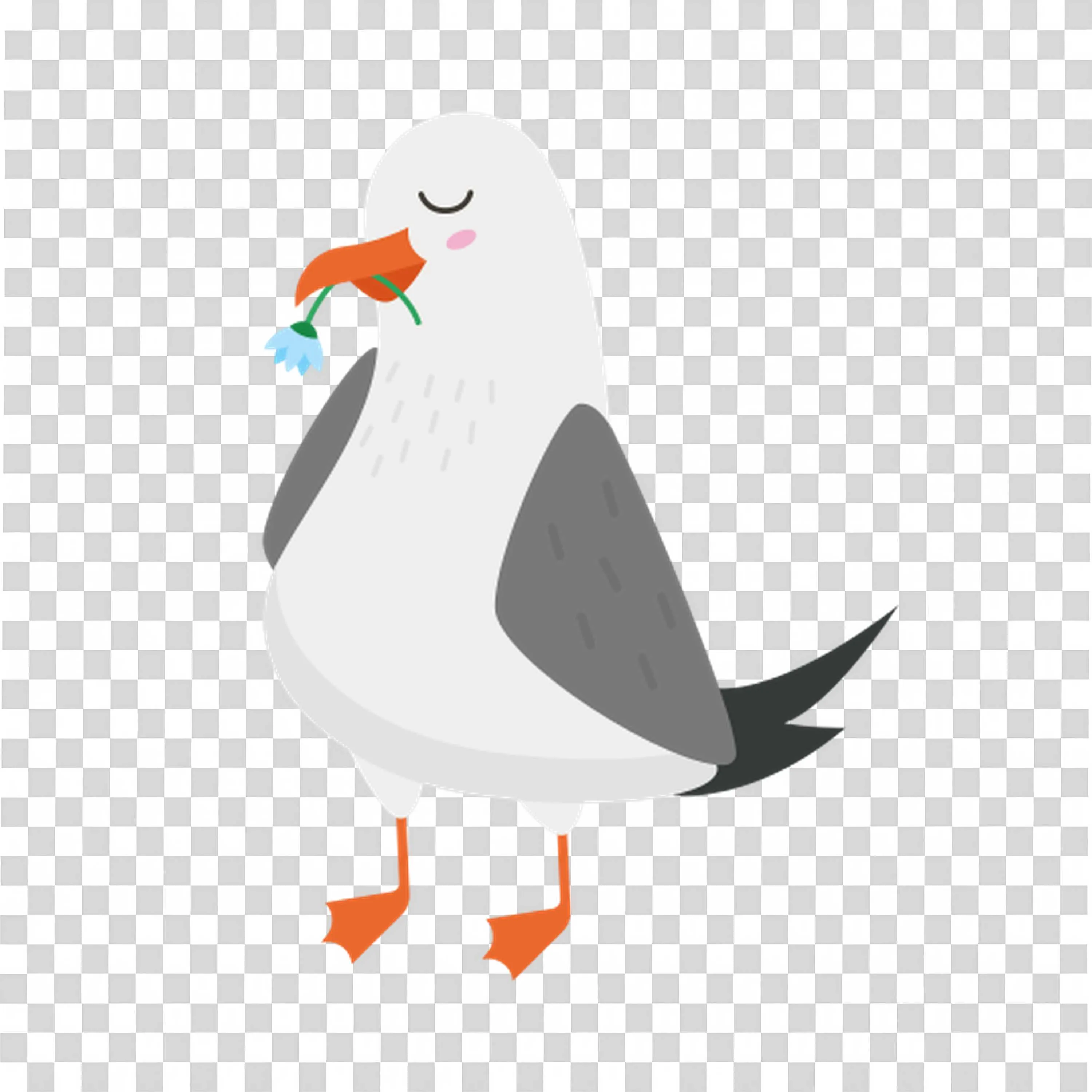 Seagull with Flower in Beak For Quirky Nature Theme