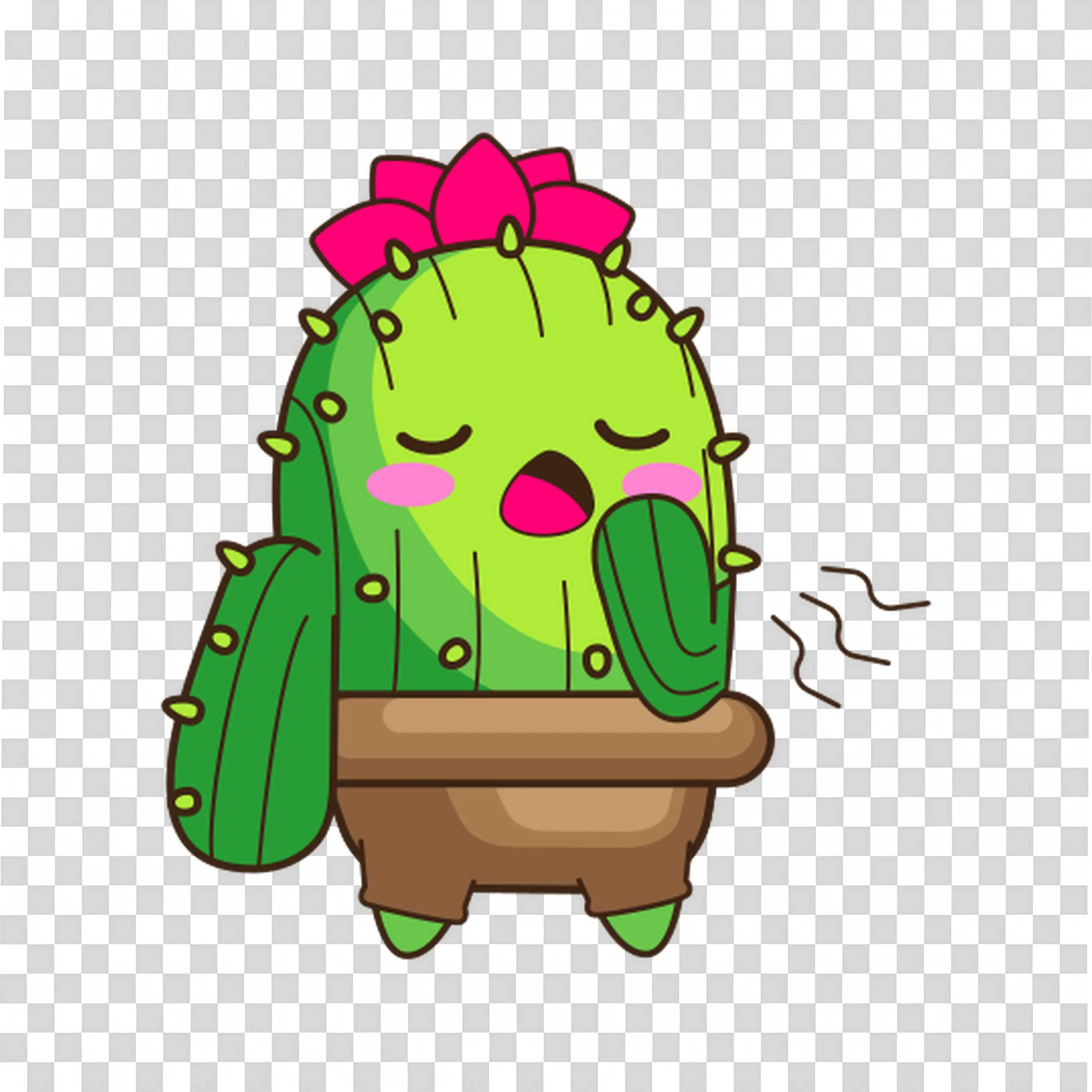 Shy Cactus with Blushing Face and Arms Up Free PNGDownload