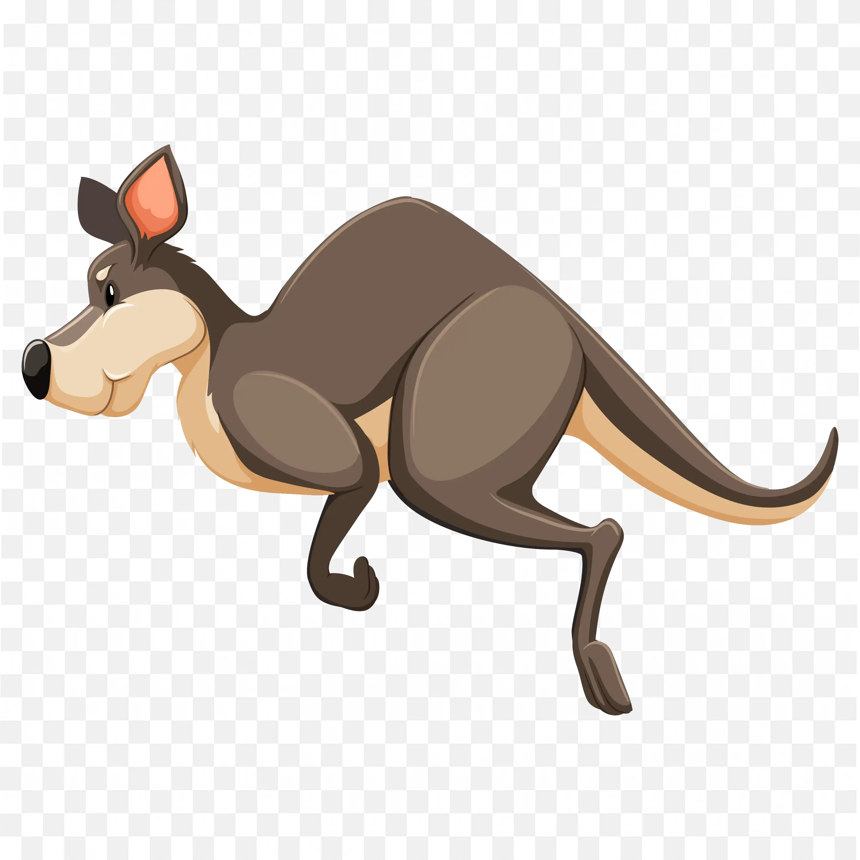 Side View Kangaroo Cartoon Cute Character Sticker Vector