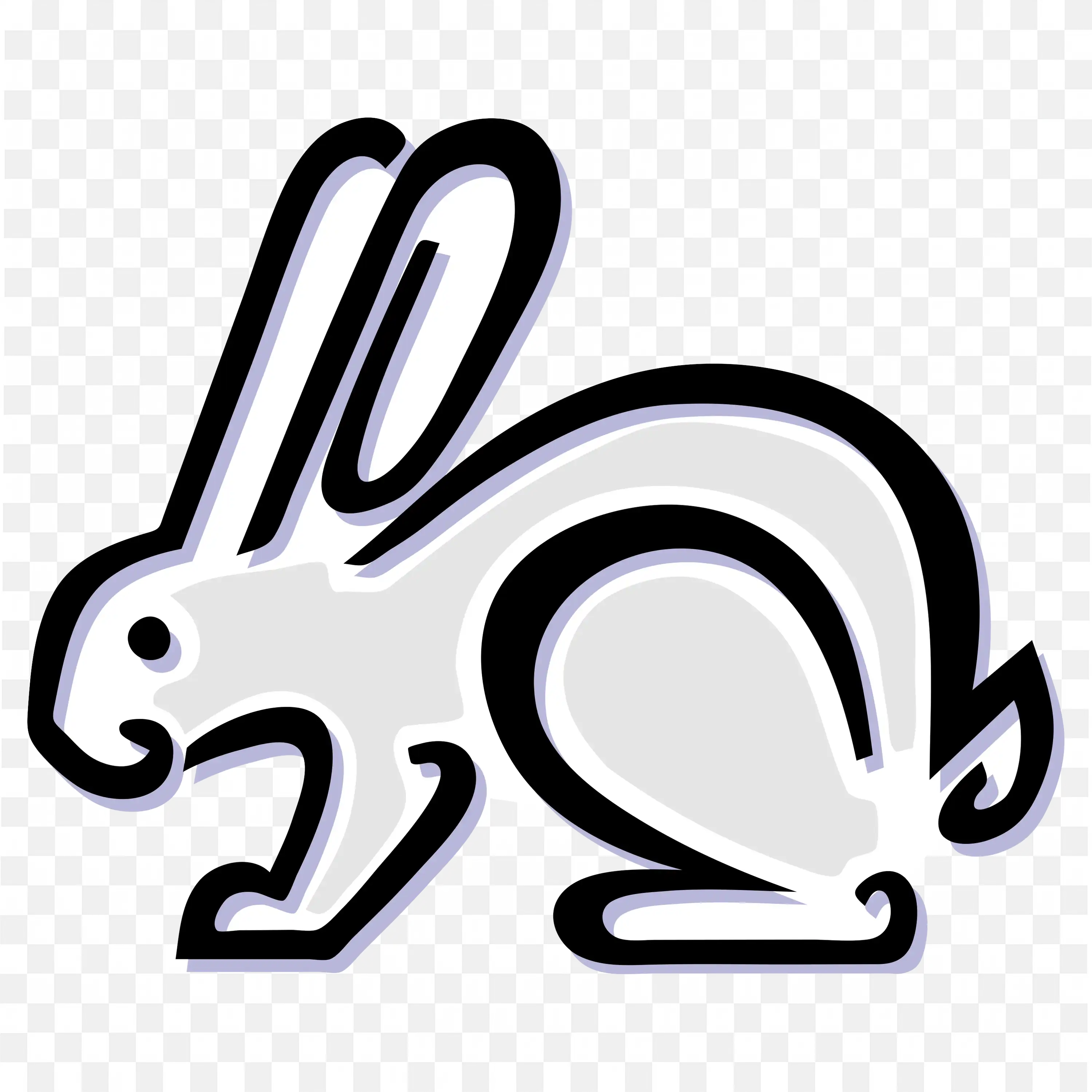 Simple Line Art Bunny Rabbit Minimal Style PNG Image