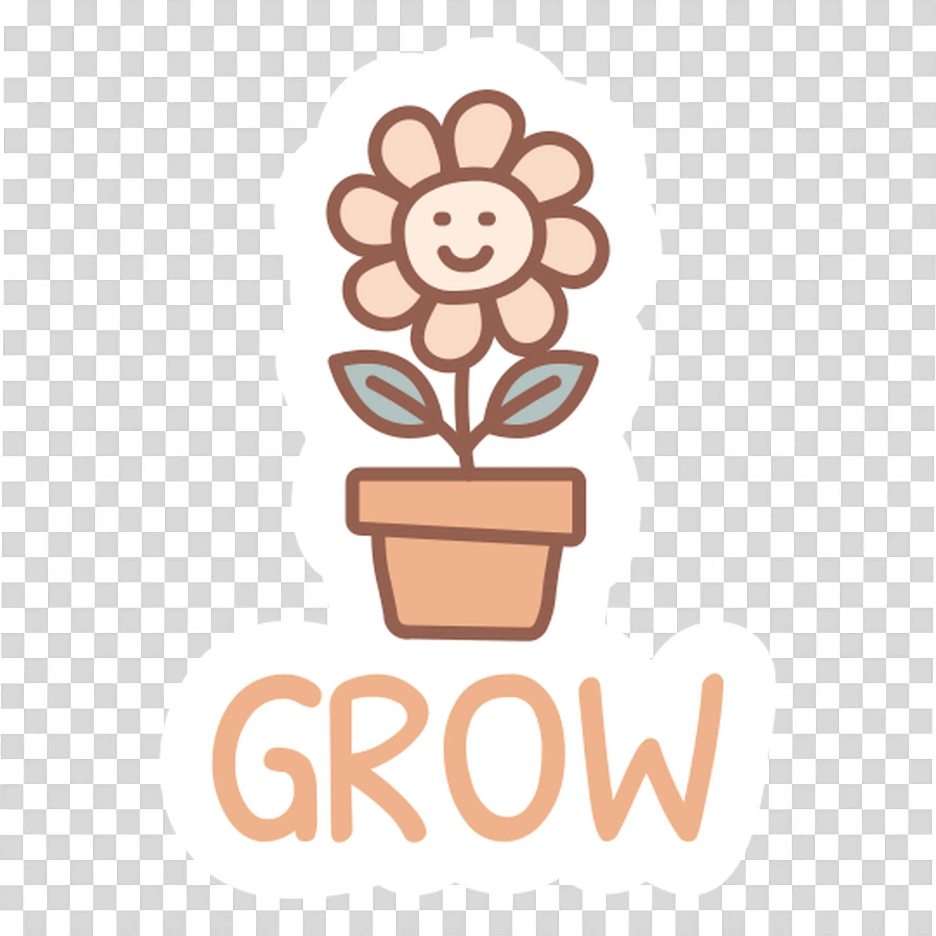 Simple Potted Flower with Grow Text Below Artwork PNG