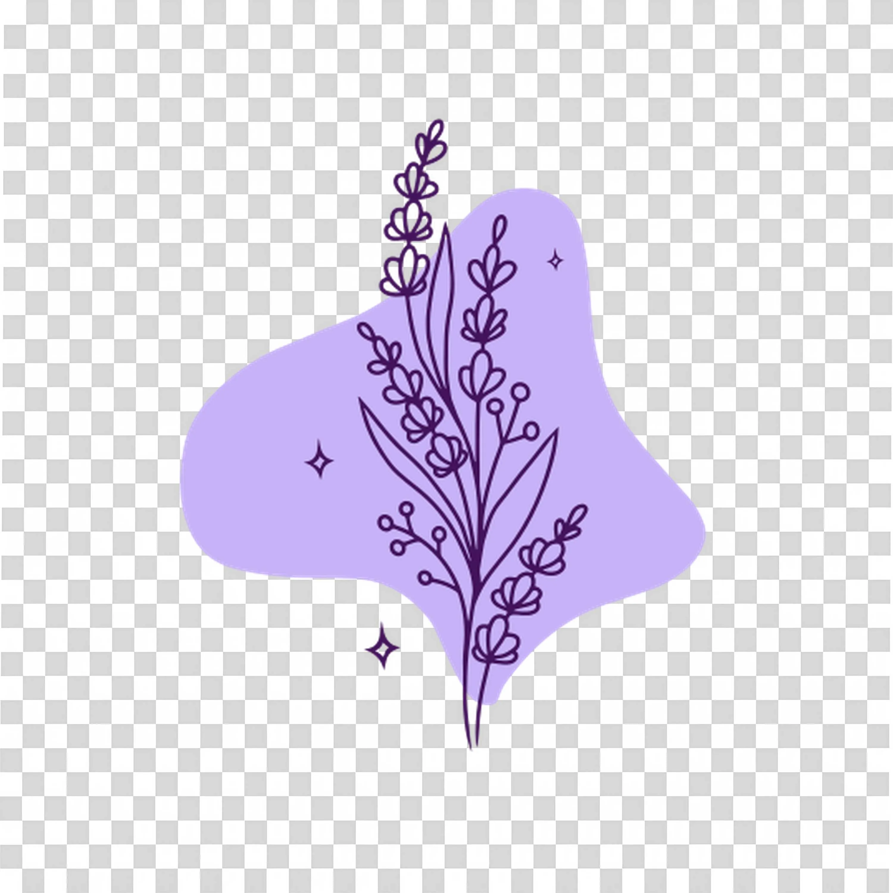 Simple Purple Lavender Illustration on White Background
