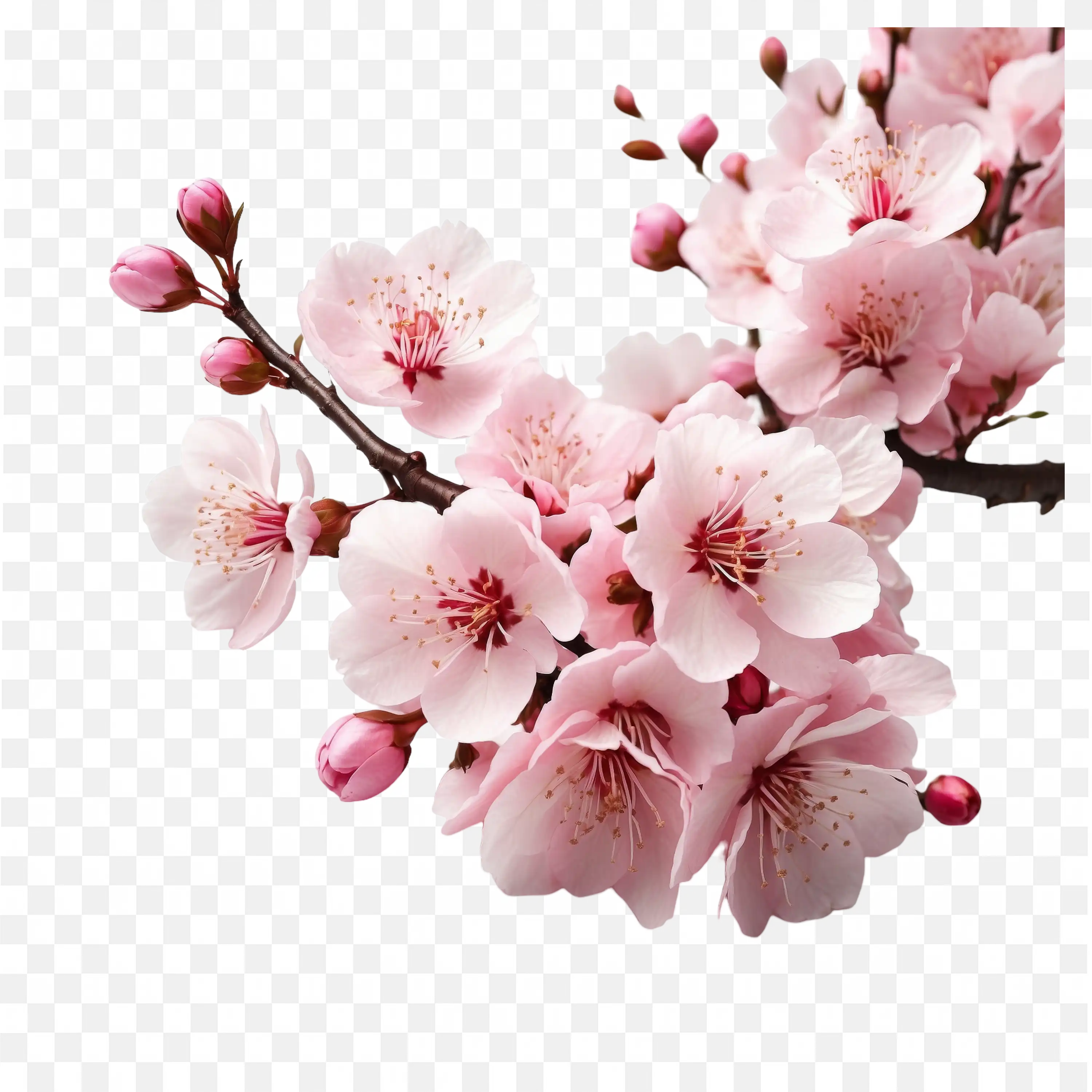 Single Blooming Cherry Blossom PNG Illustration