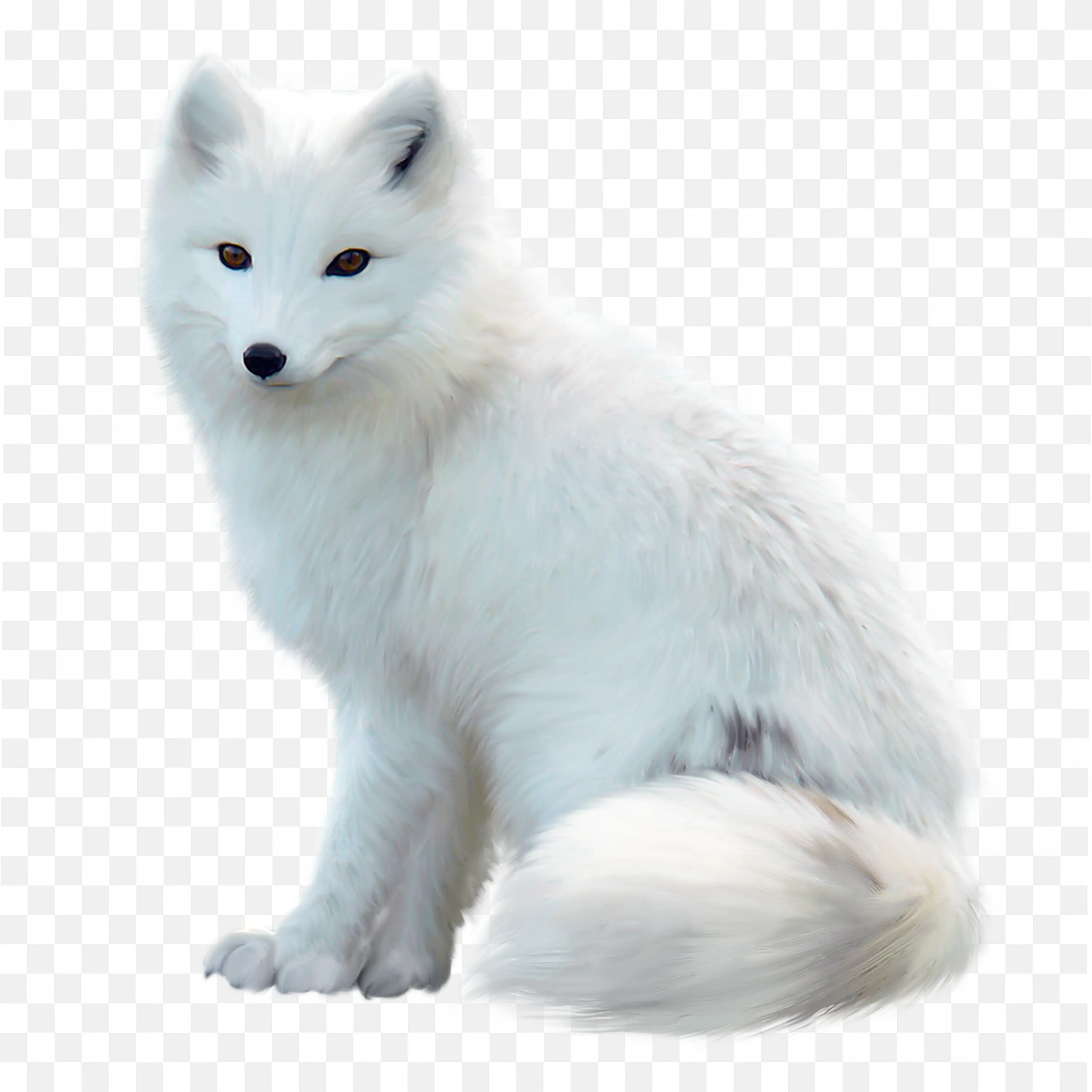 Sitting Arctic Fox Clip Art White Winter Animal Nature Art