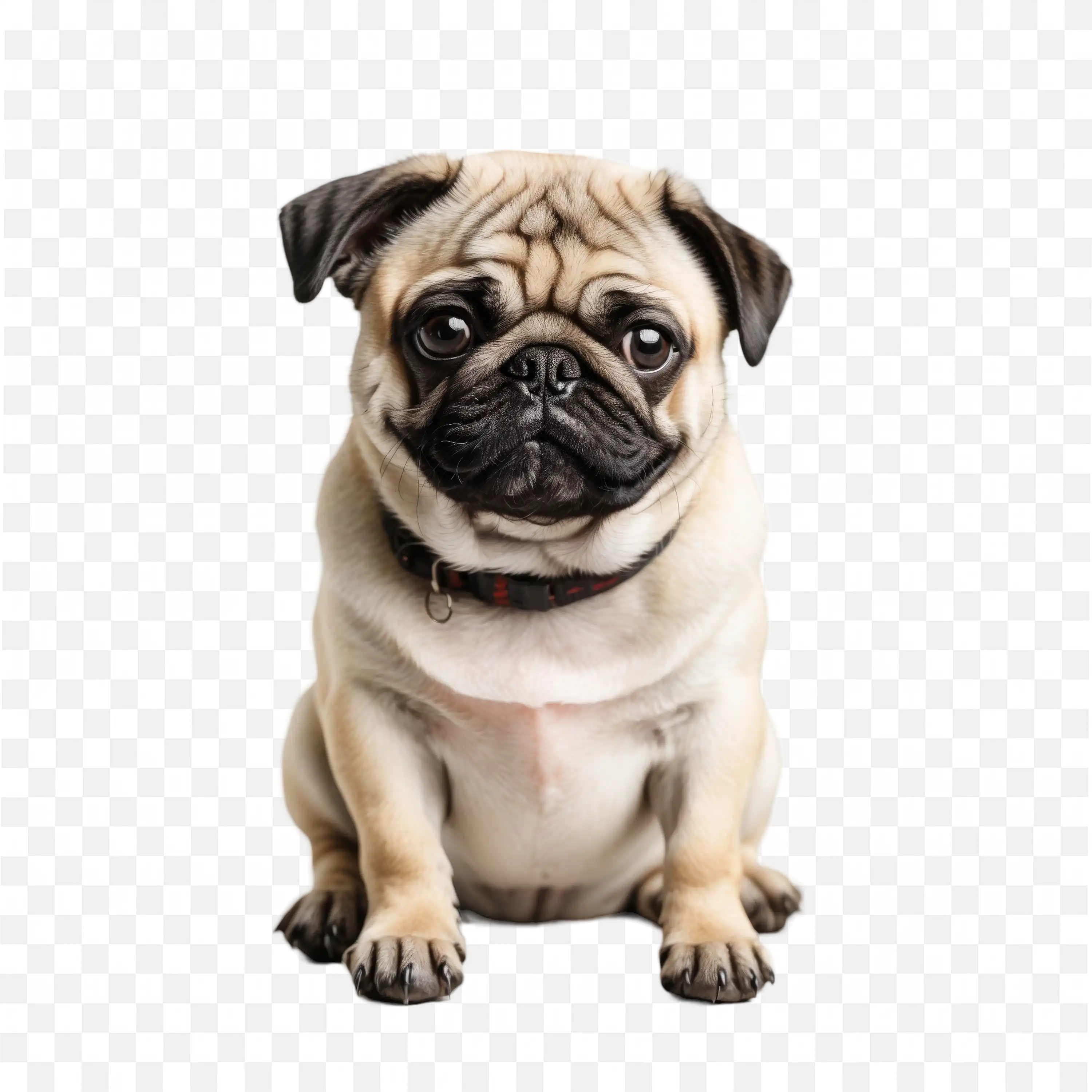 Sitting Cream Pug Puppy Looking Forward PNG Image