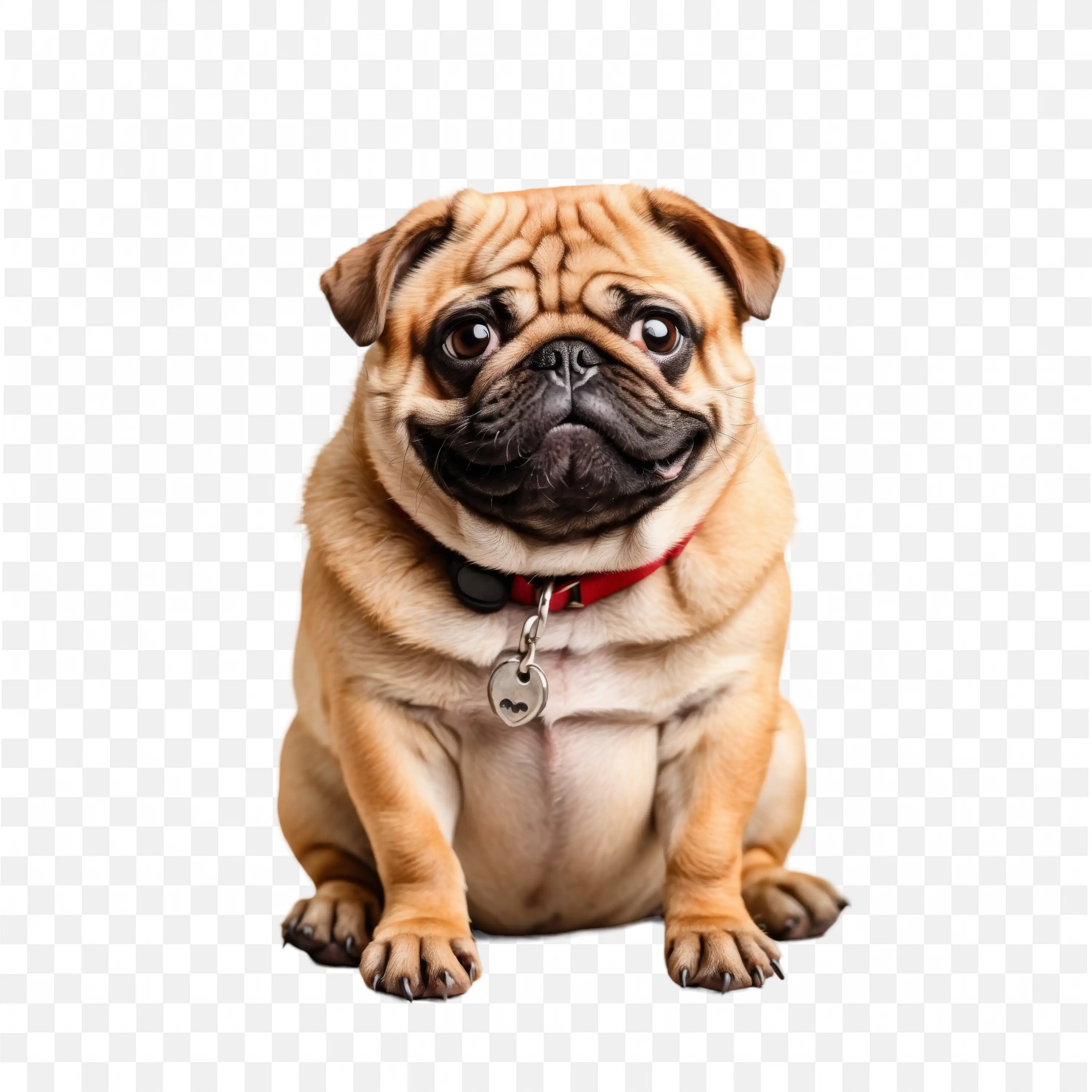 Sitting Light Brown Pug Dog Puppy PNG Clipart Art