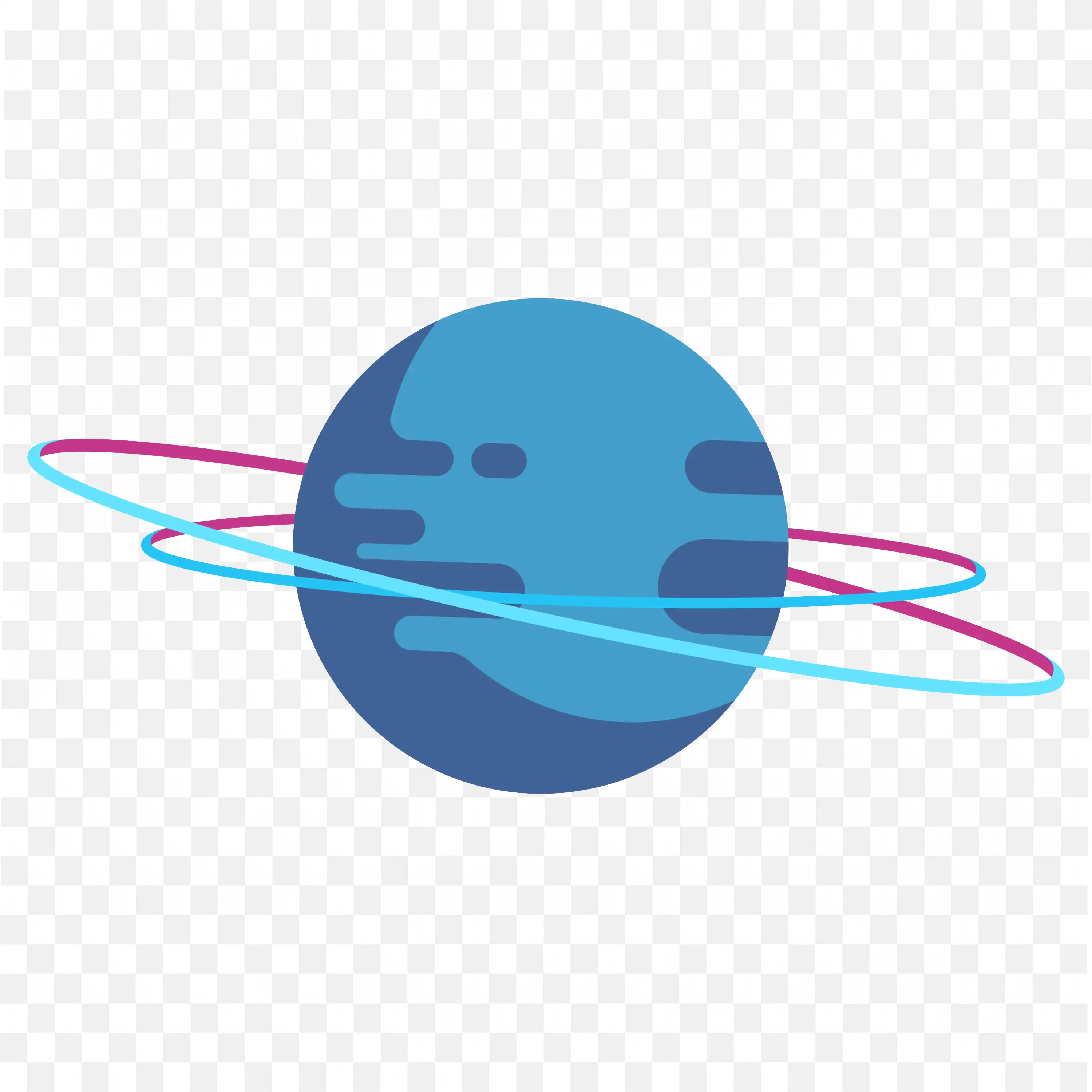Small Blue and Purple Ringed Planet PNG Illustration