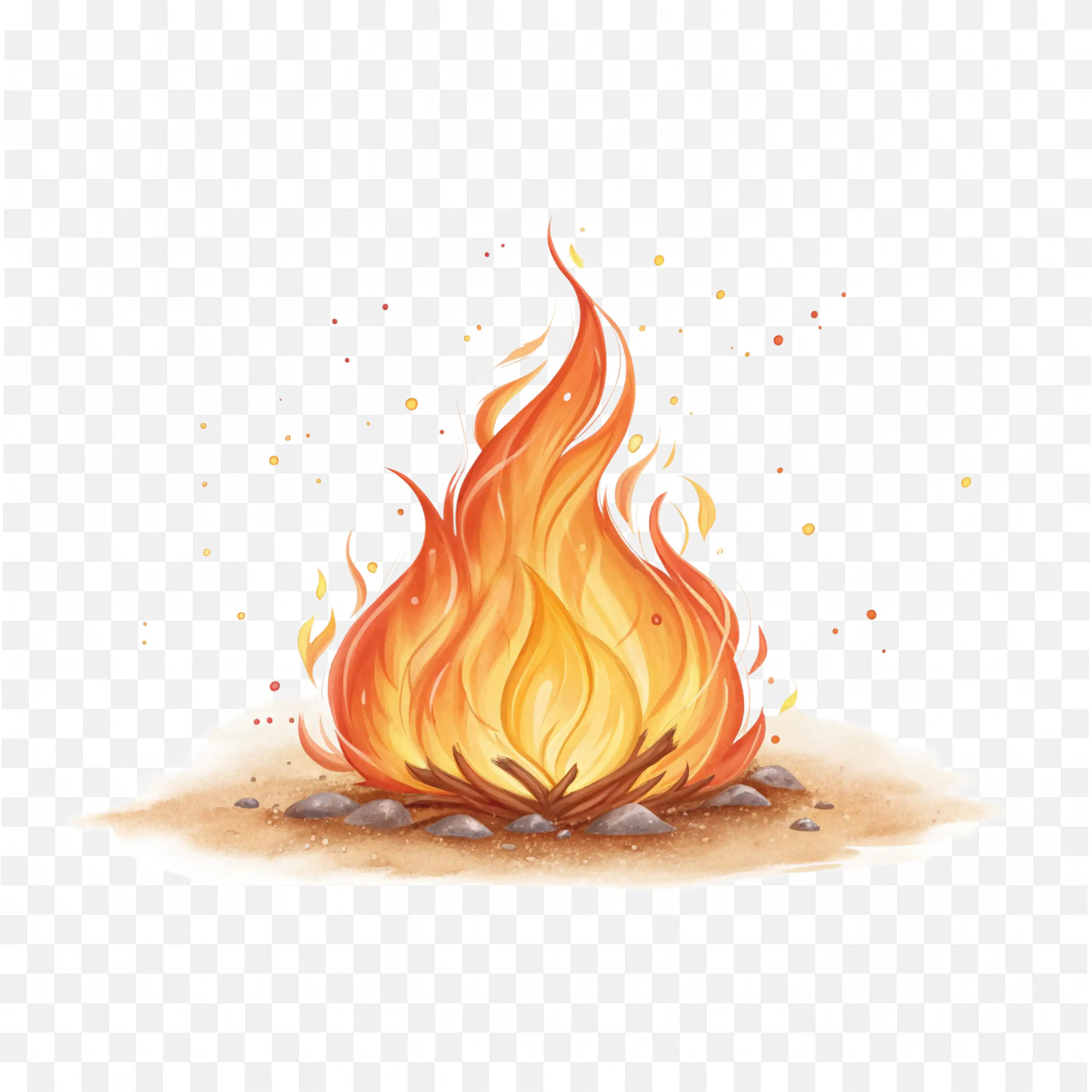 Small Fire Burning Flame with Glow Transparent PNG