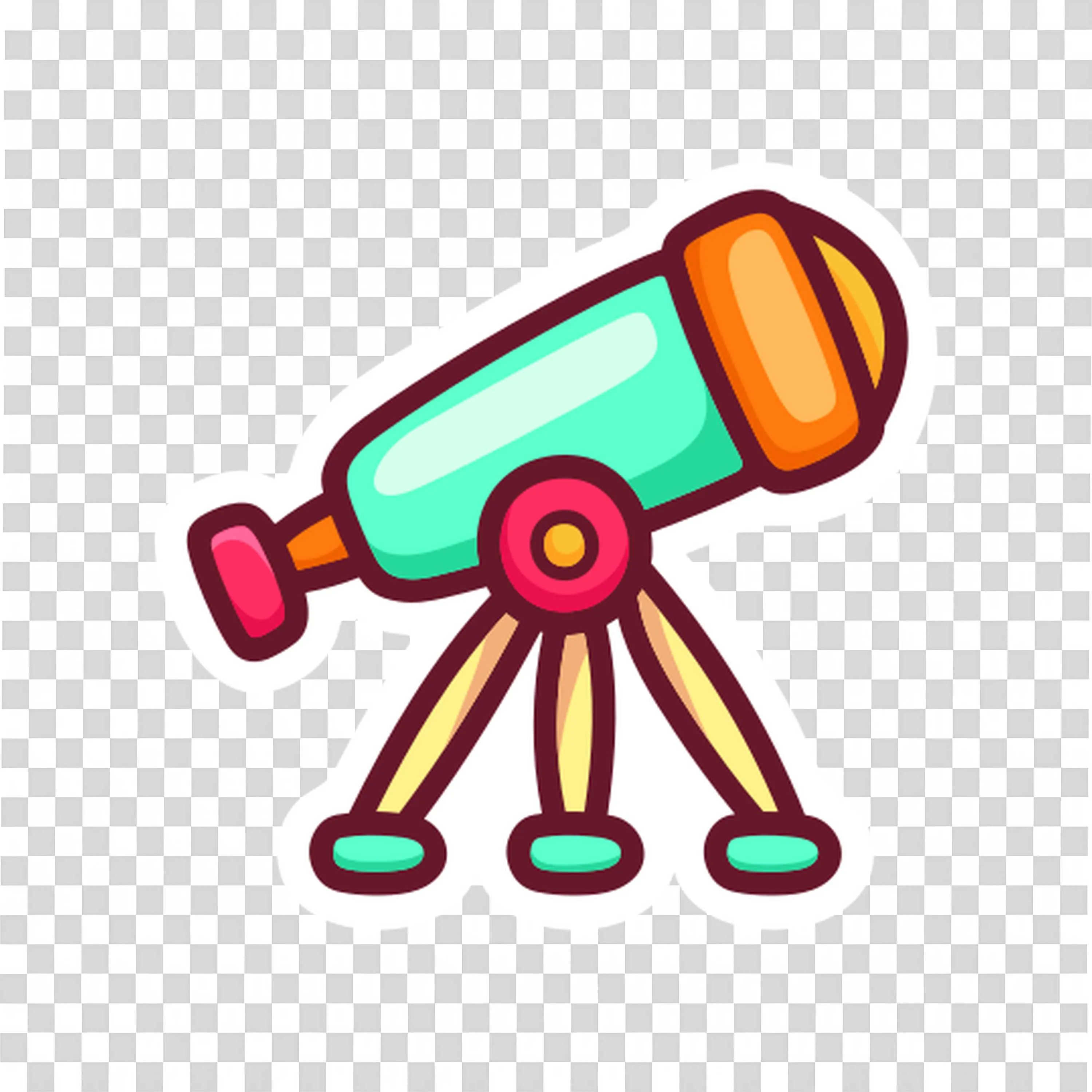 Small Telescope Pointing Upward with Red and Orange DetAIls