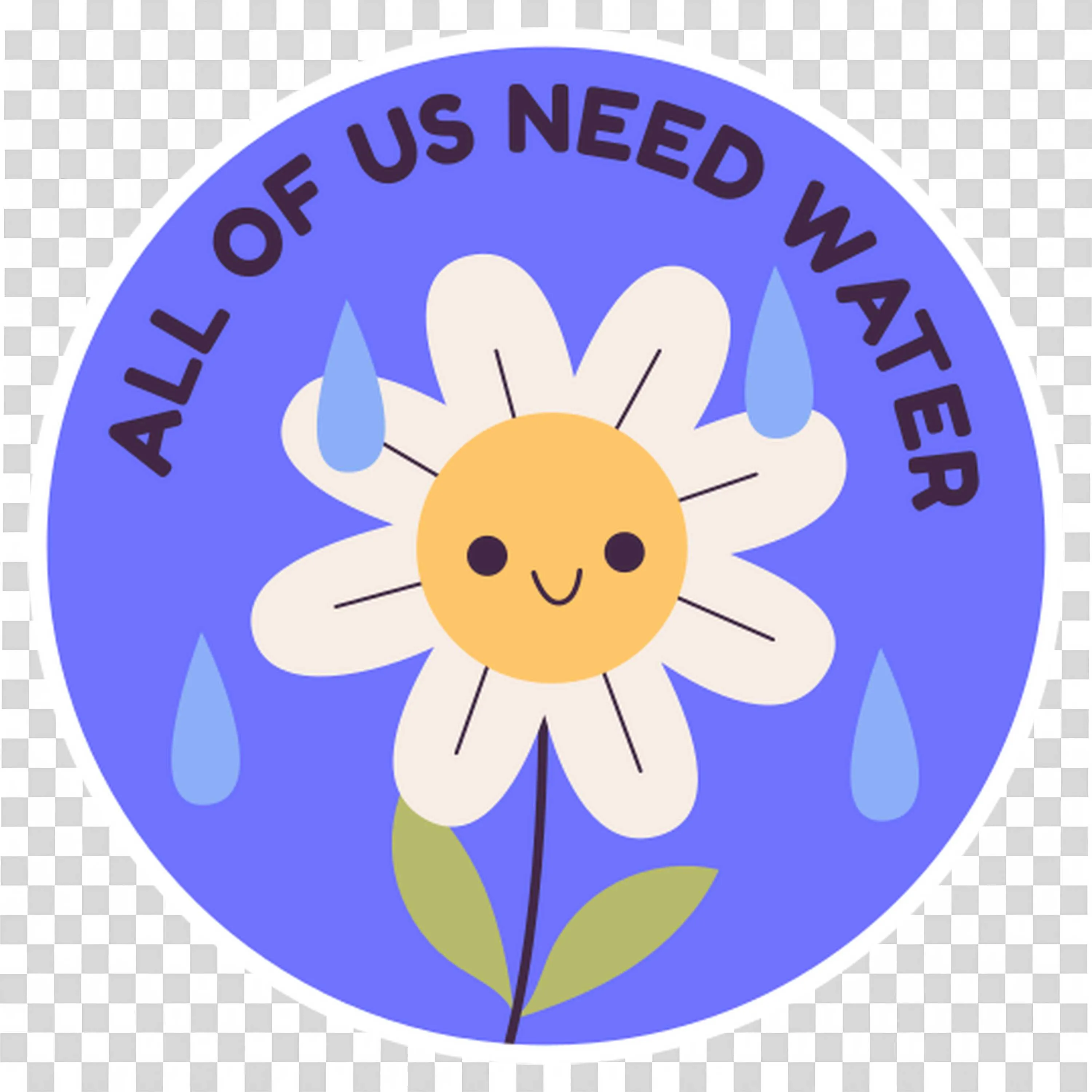Smiling Daisy with Message About Need For Water Care