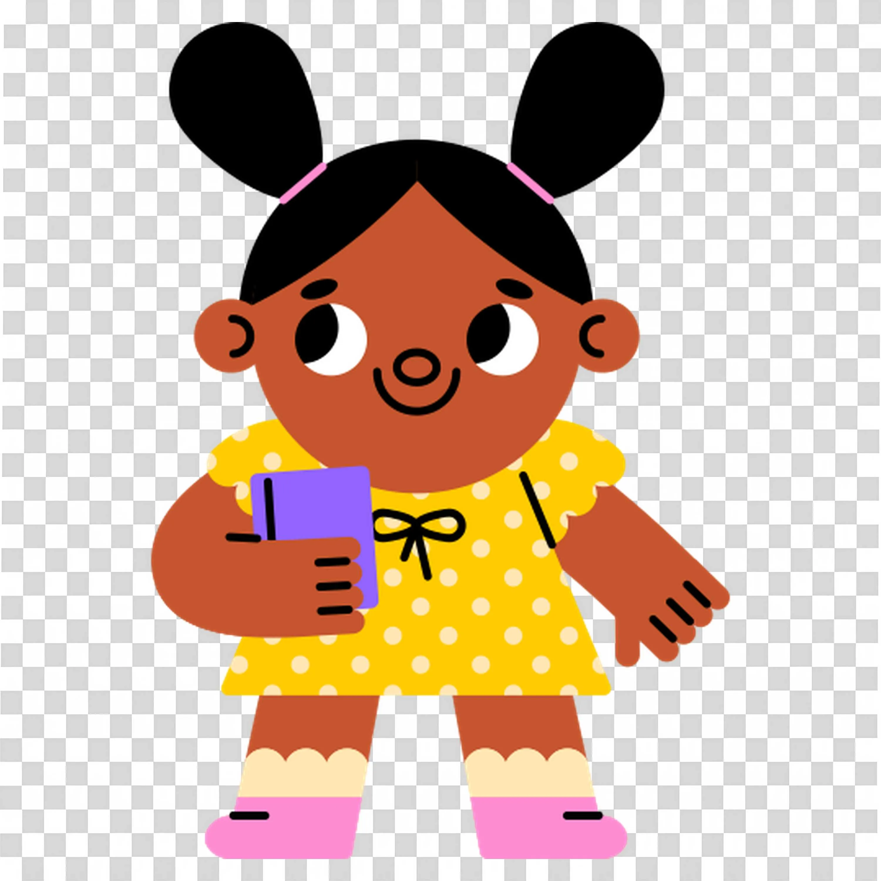 Smiling Girl Holding Notebook and Pencil Ready to Learn