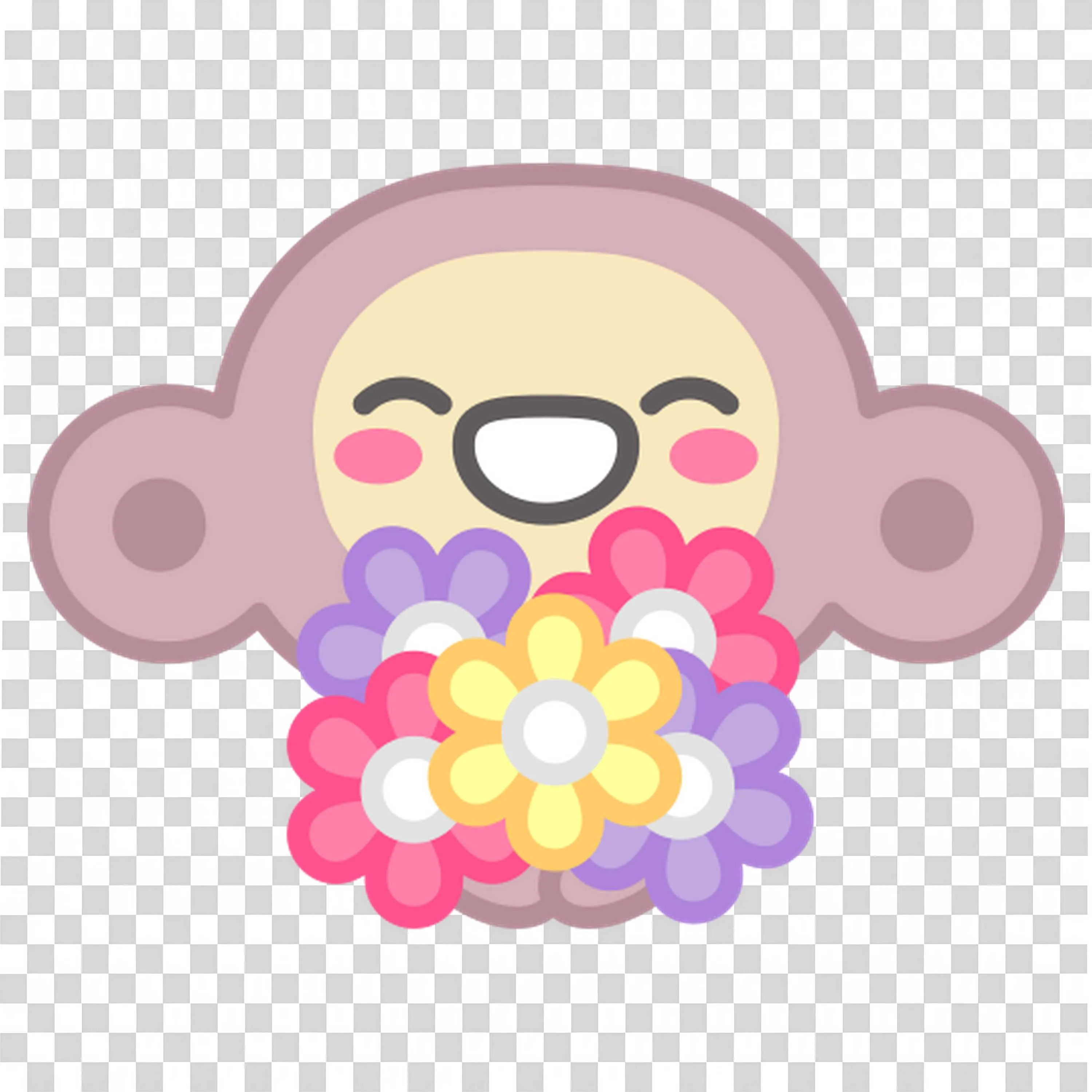 Smiling Monkey with Flowers Spreads Pure Joy Free PNG