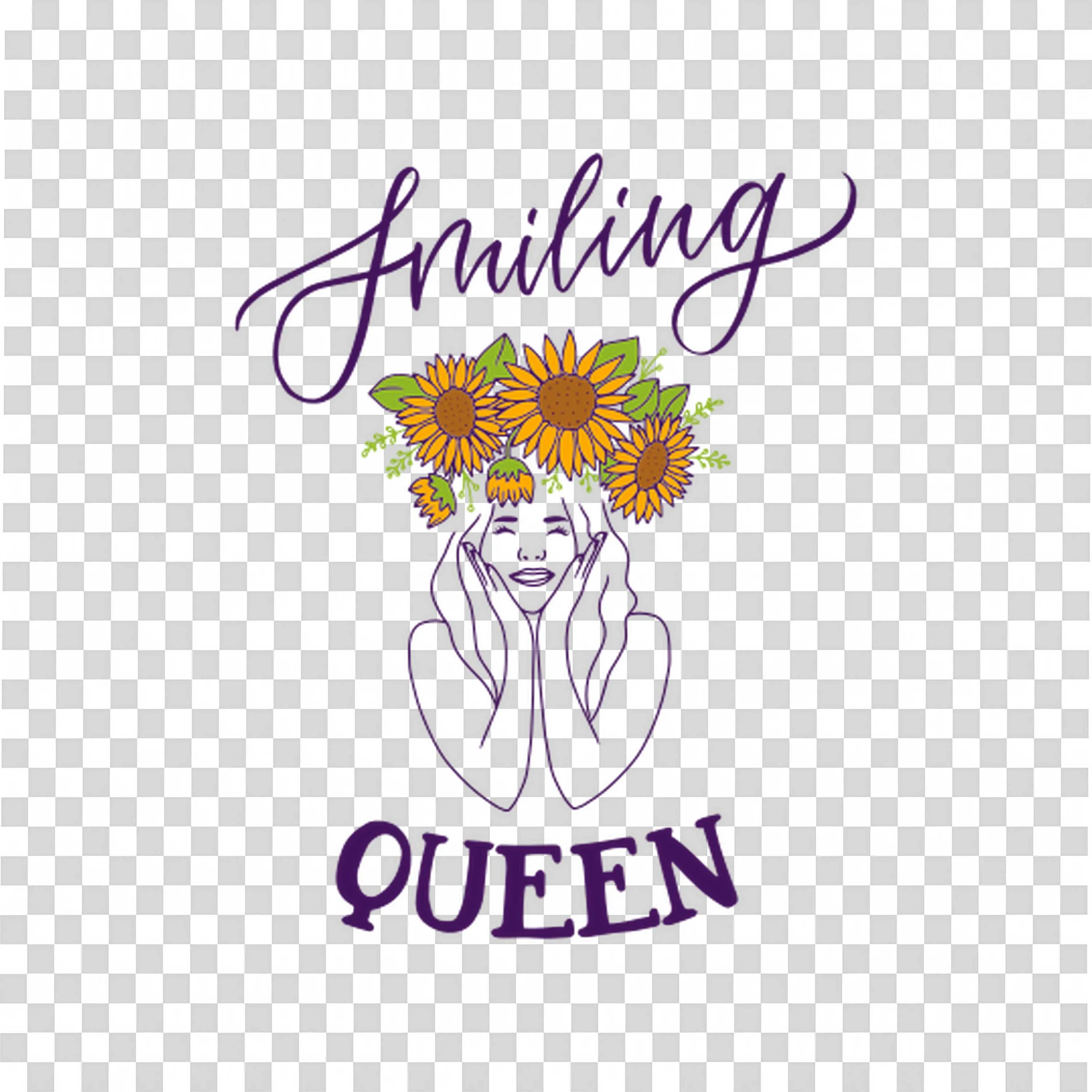 Smiling Queen Wearing Flower Crown and Floral Dress