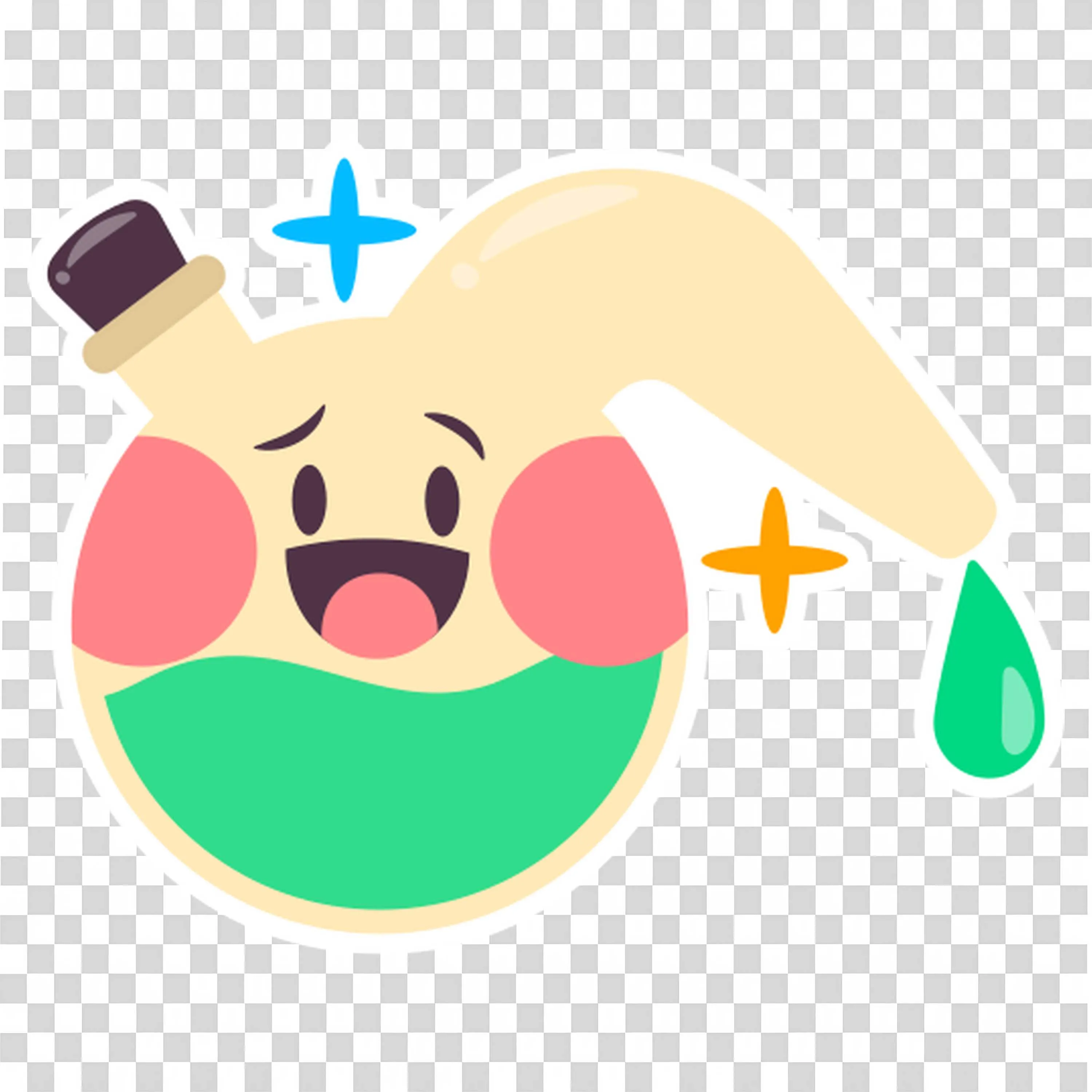 Smiling Test Tube Pouring Green Liquid for Science Study