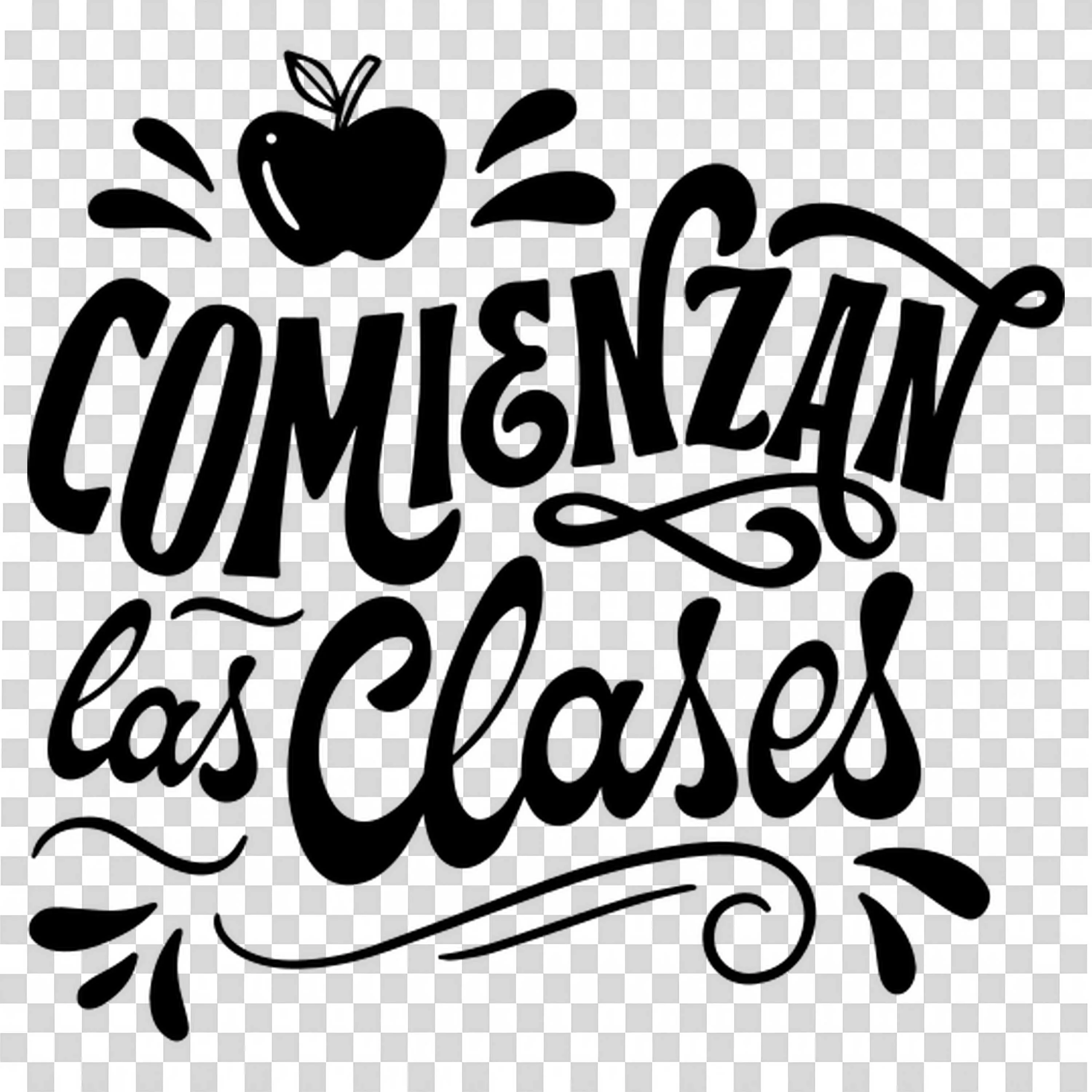 Spanish Classes Start Message in Black Letters with Decor