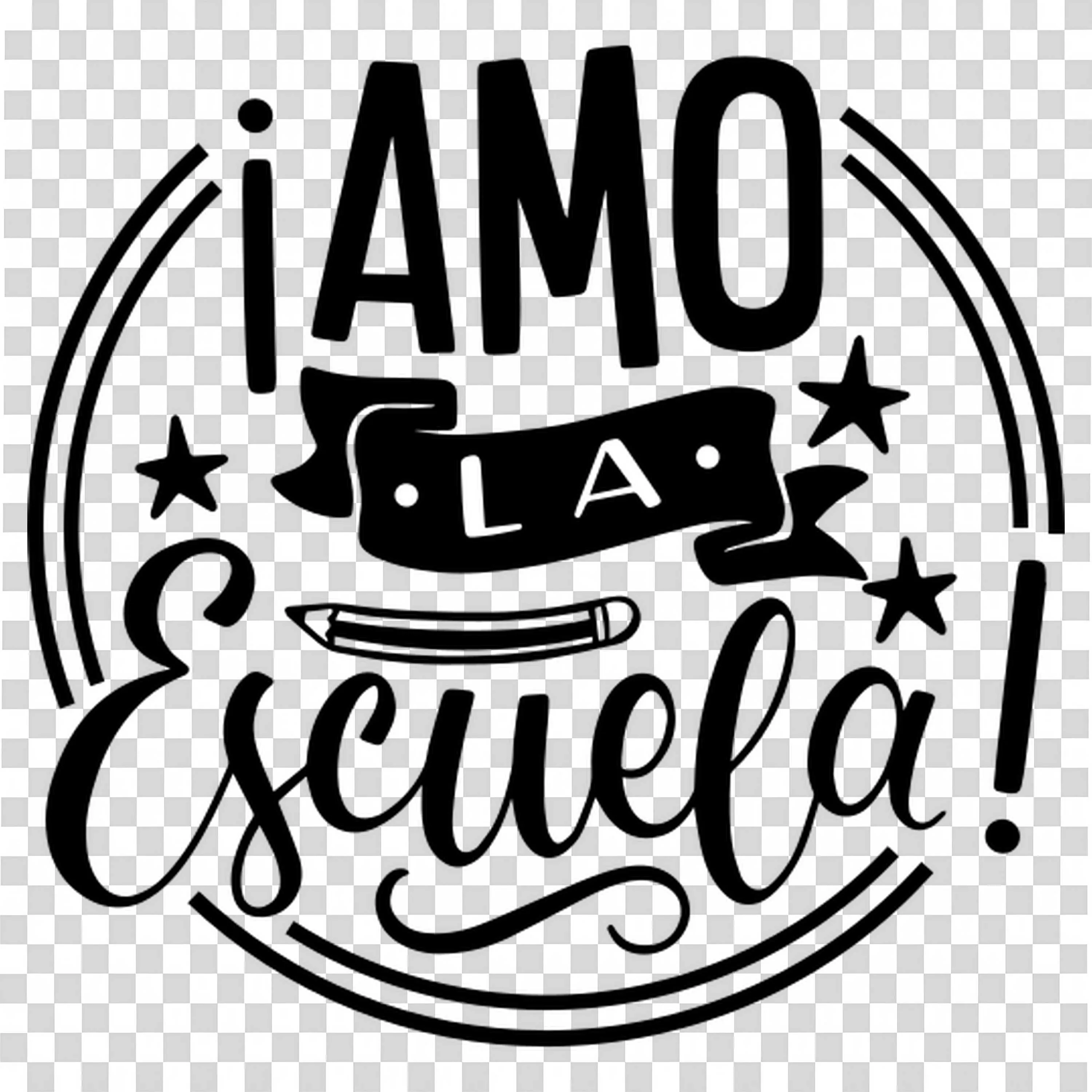 Spanish Phrase I Love School in Elegant Black Calligraphy