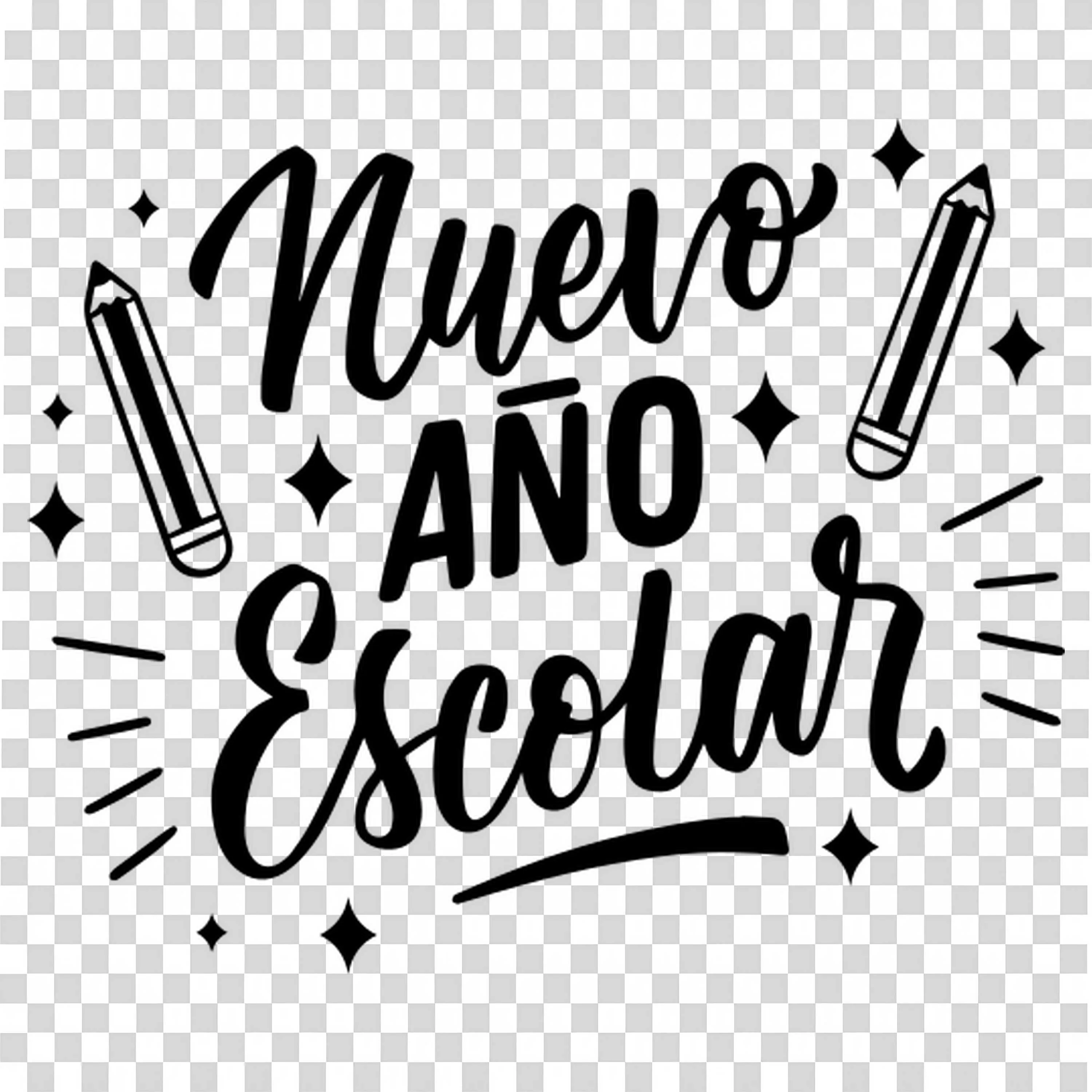 Spanish Text Saying Nuevo Ano Escolar with Lines and Hearts