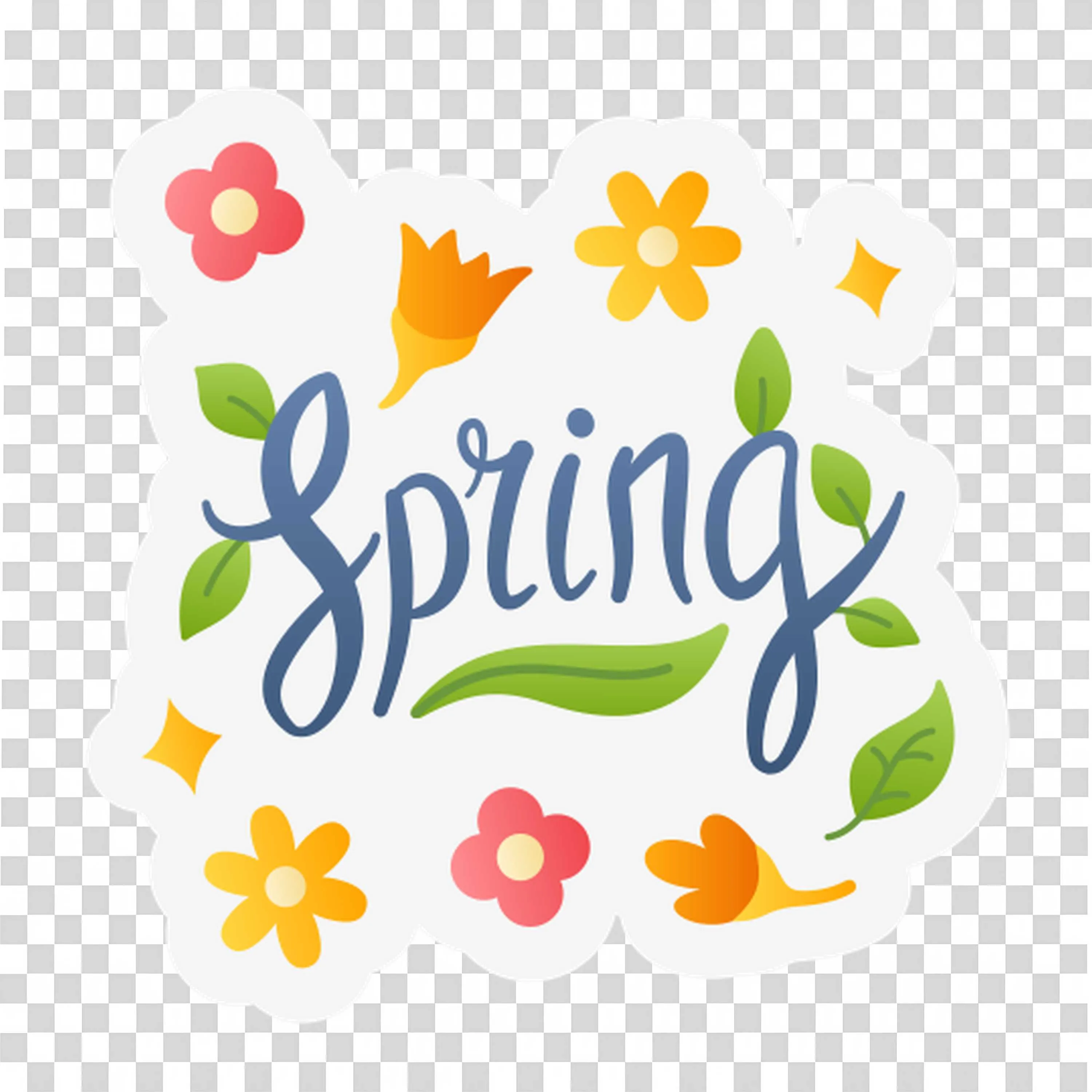 Spring Season Text Surrounded By Colorful Flowers PNG