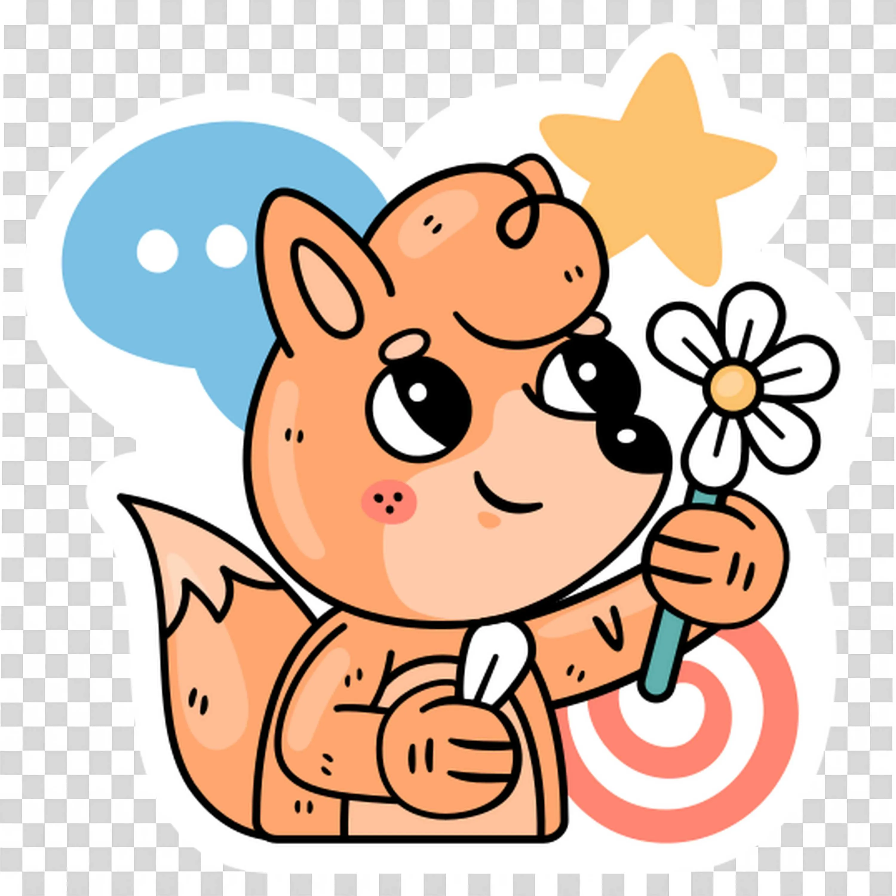 Squirrel Holding Flower Shares Forest Kindness Free PNG