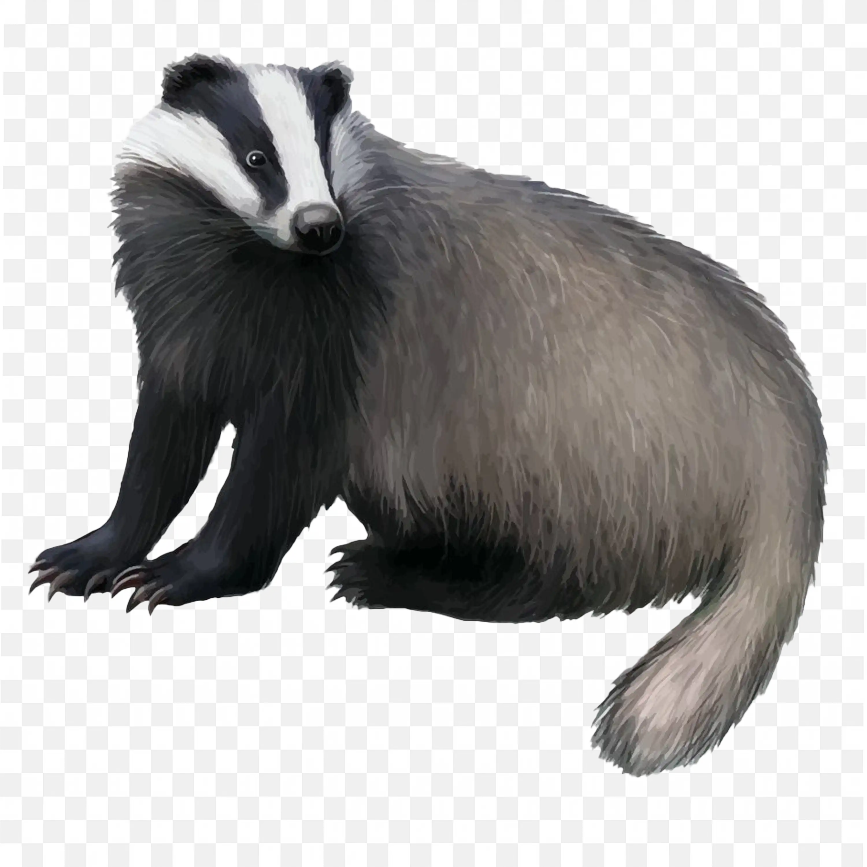 Standing Badger Realistic PNG Side View Animal Art