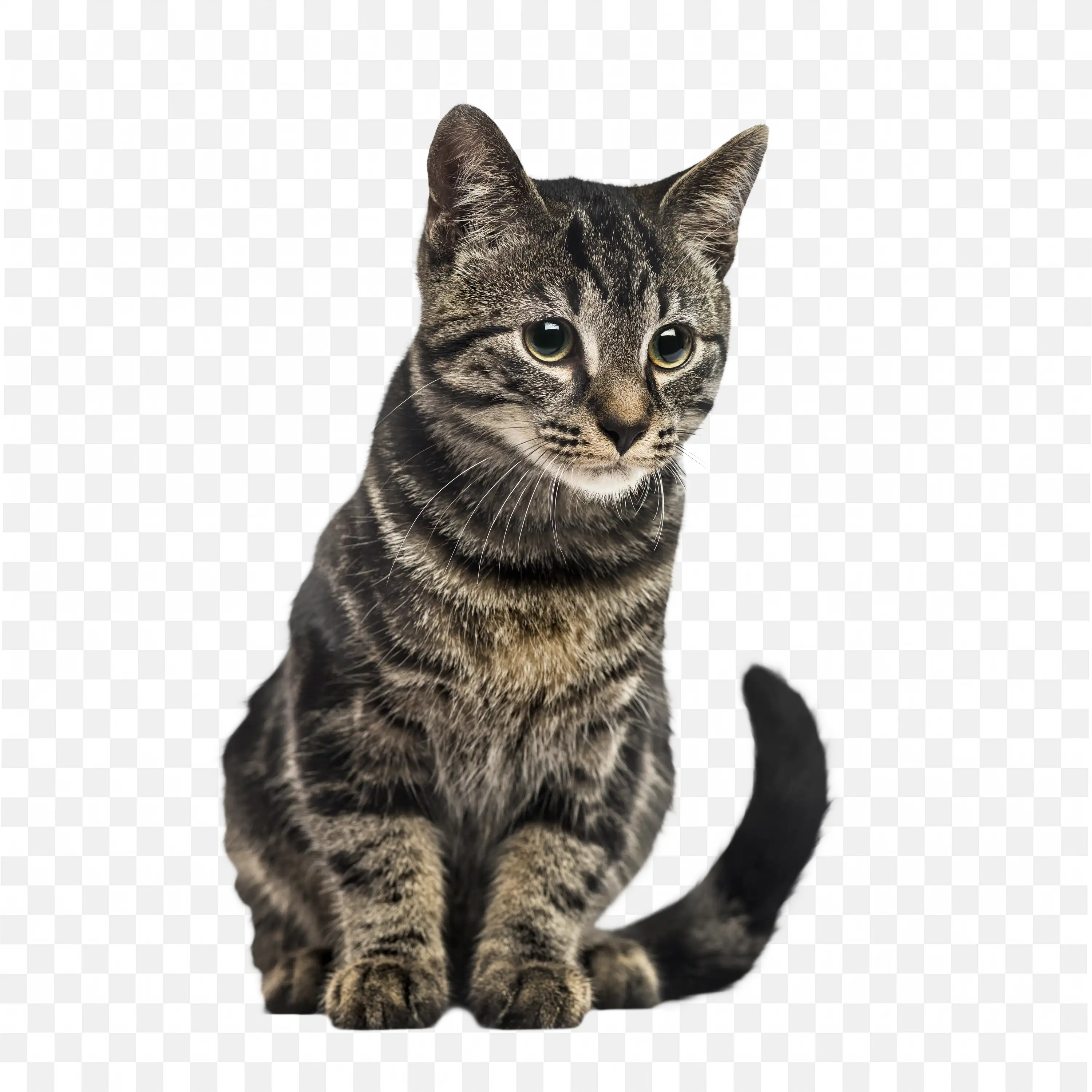 Striped Kitten Sitting Curious Cat Pet Transparent PNG