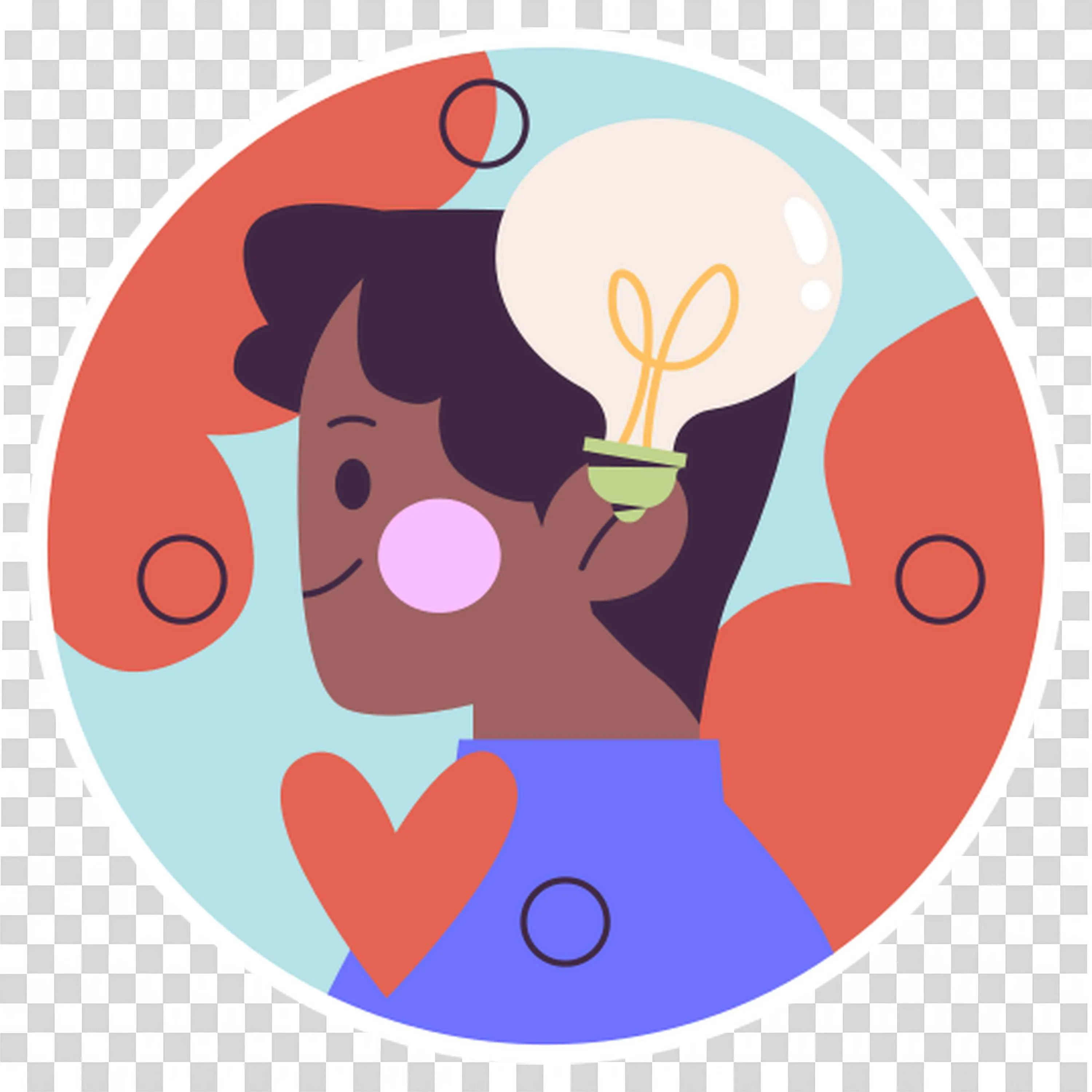 Student Surrounded By Thought Bubbles and Ideas Png