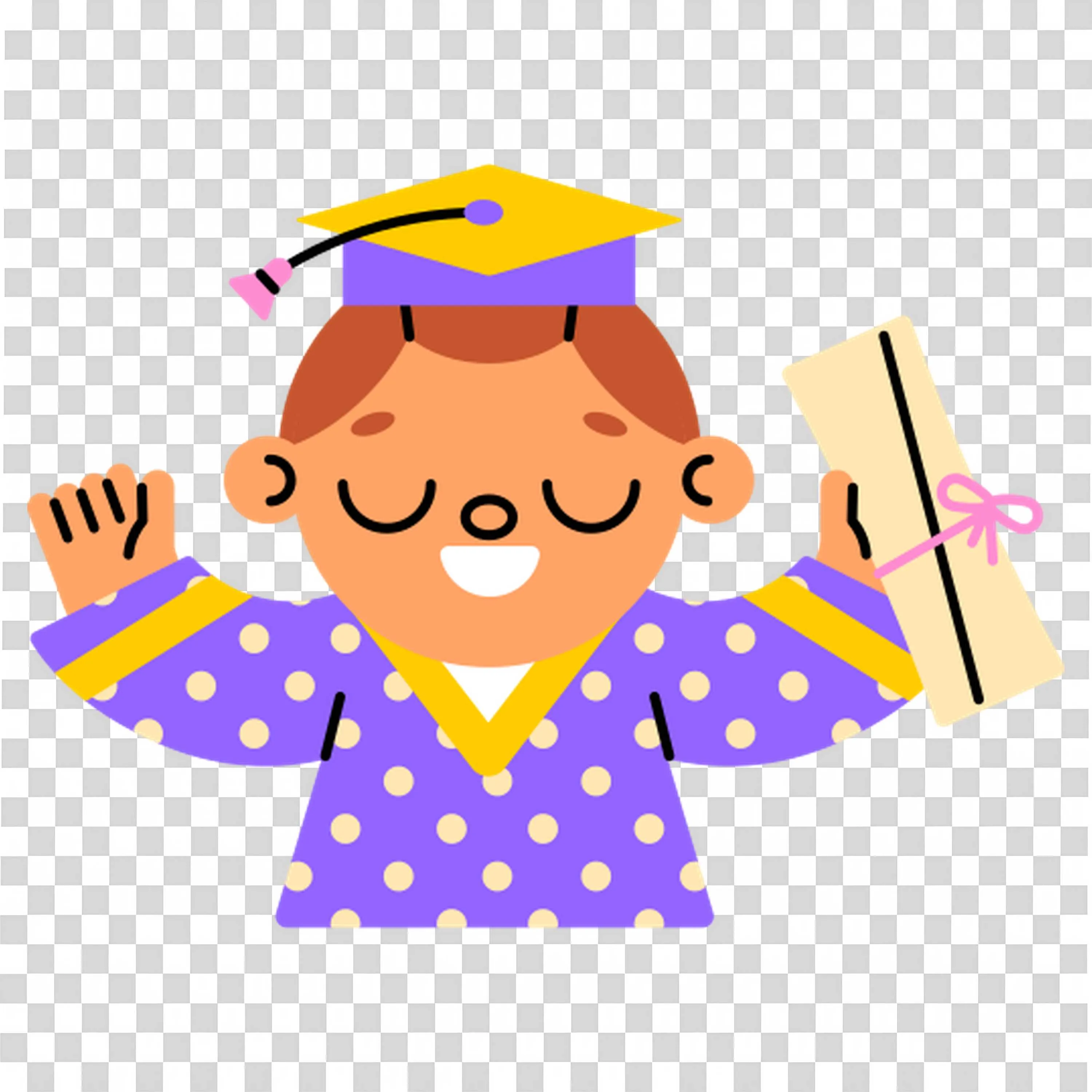 Student Wearing Graduation Cap Smiling and Holding Diploma