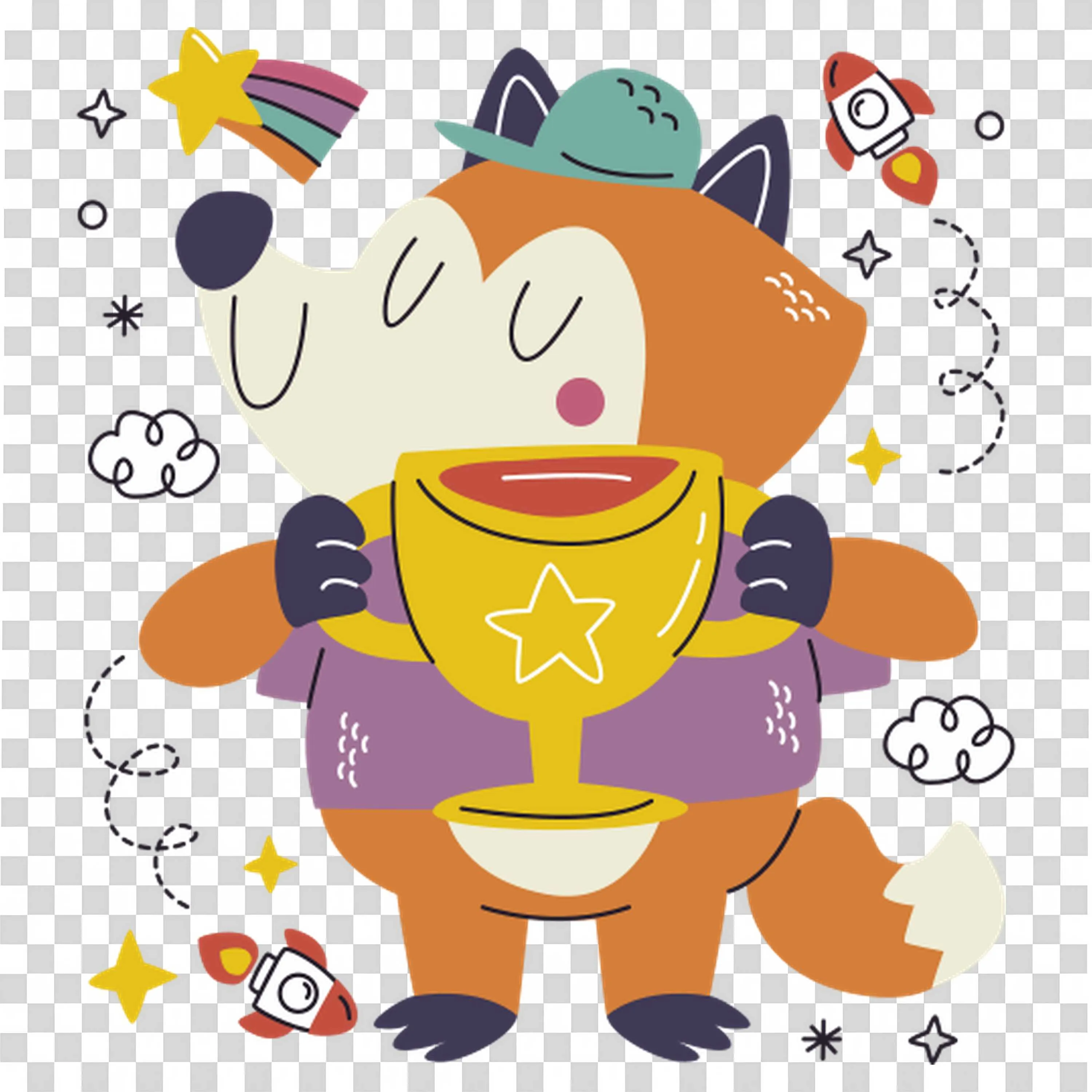 Student with Backpack and Lots of School Floating Around