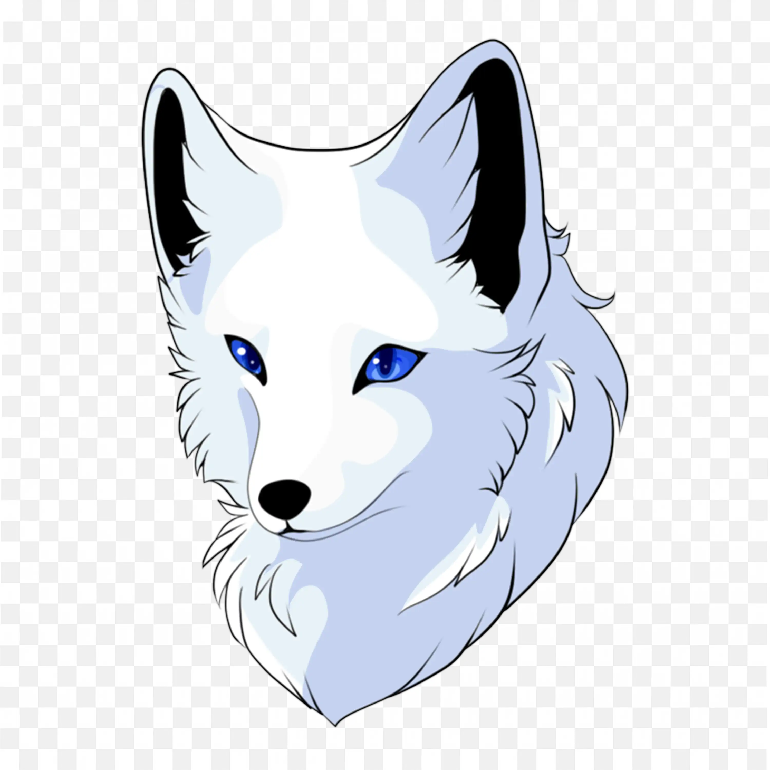 Stylized Blue Arctic Fox Clip Art Character Nature Art