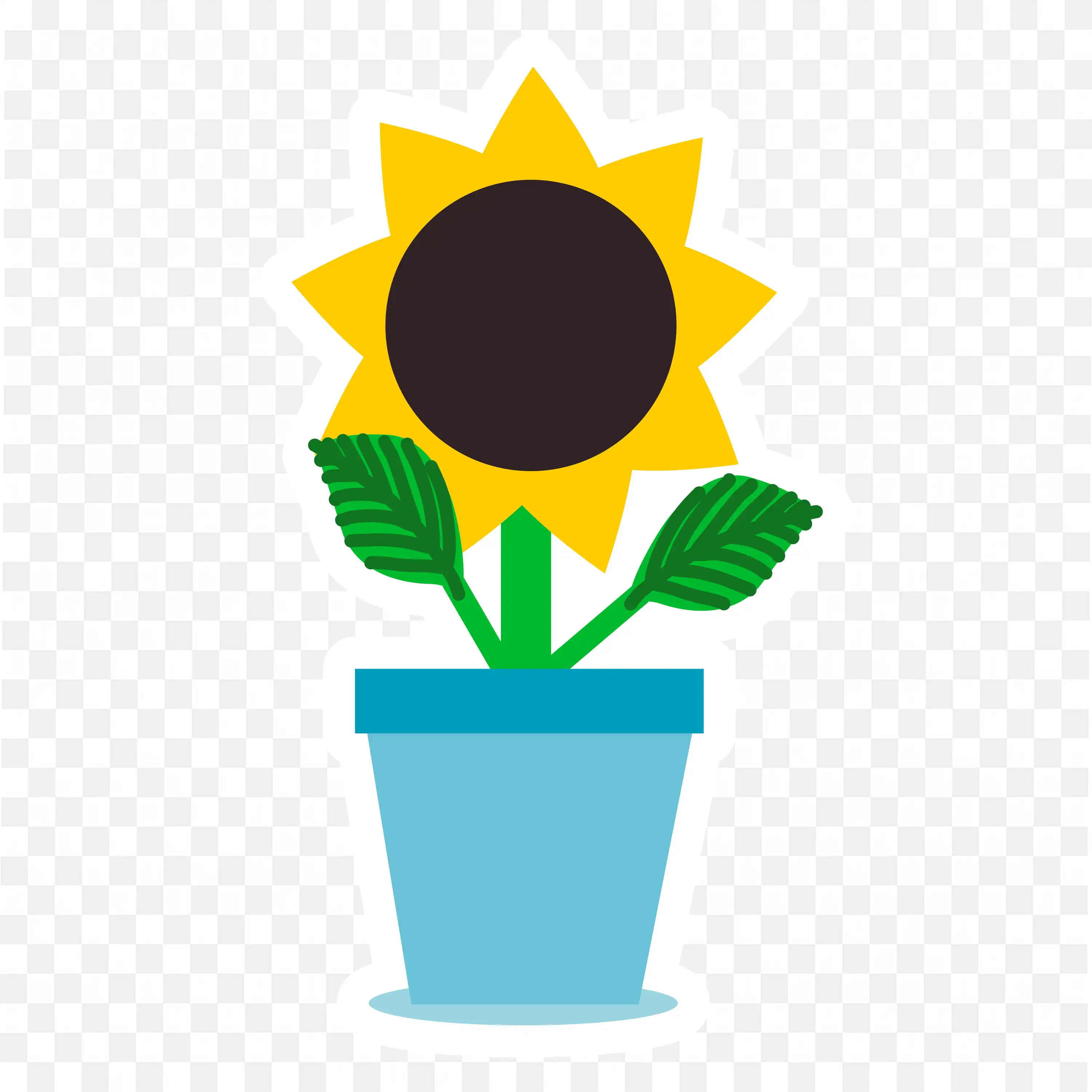 Sunflower PNG Blue Pot Cute Nature Art Floral Clip Design