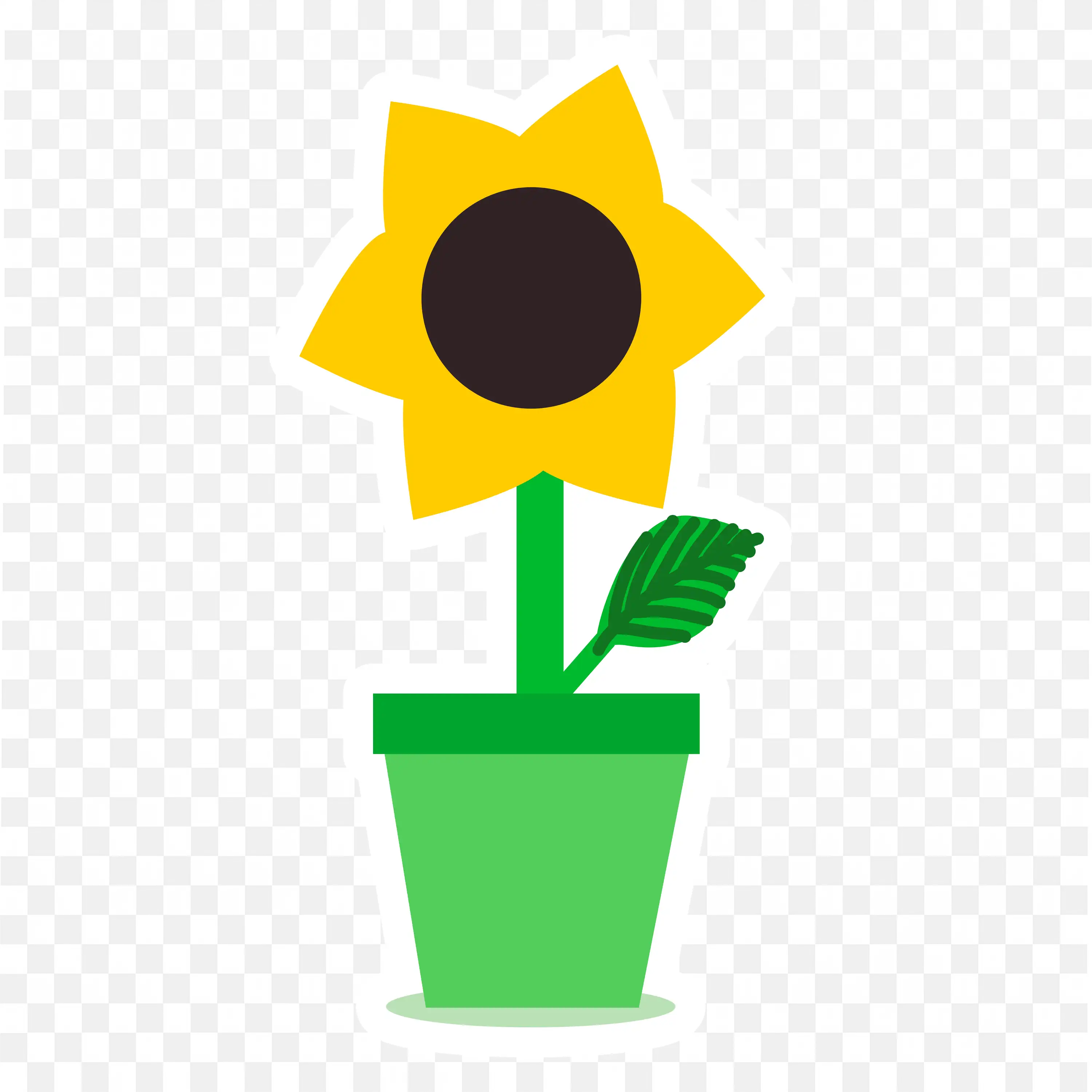 Sunflower Pot PNG Green Planter Nature Art Clip Design Scene