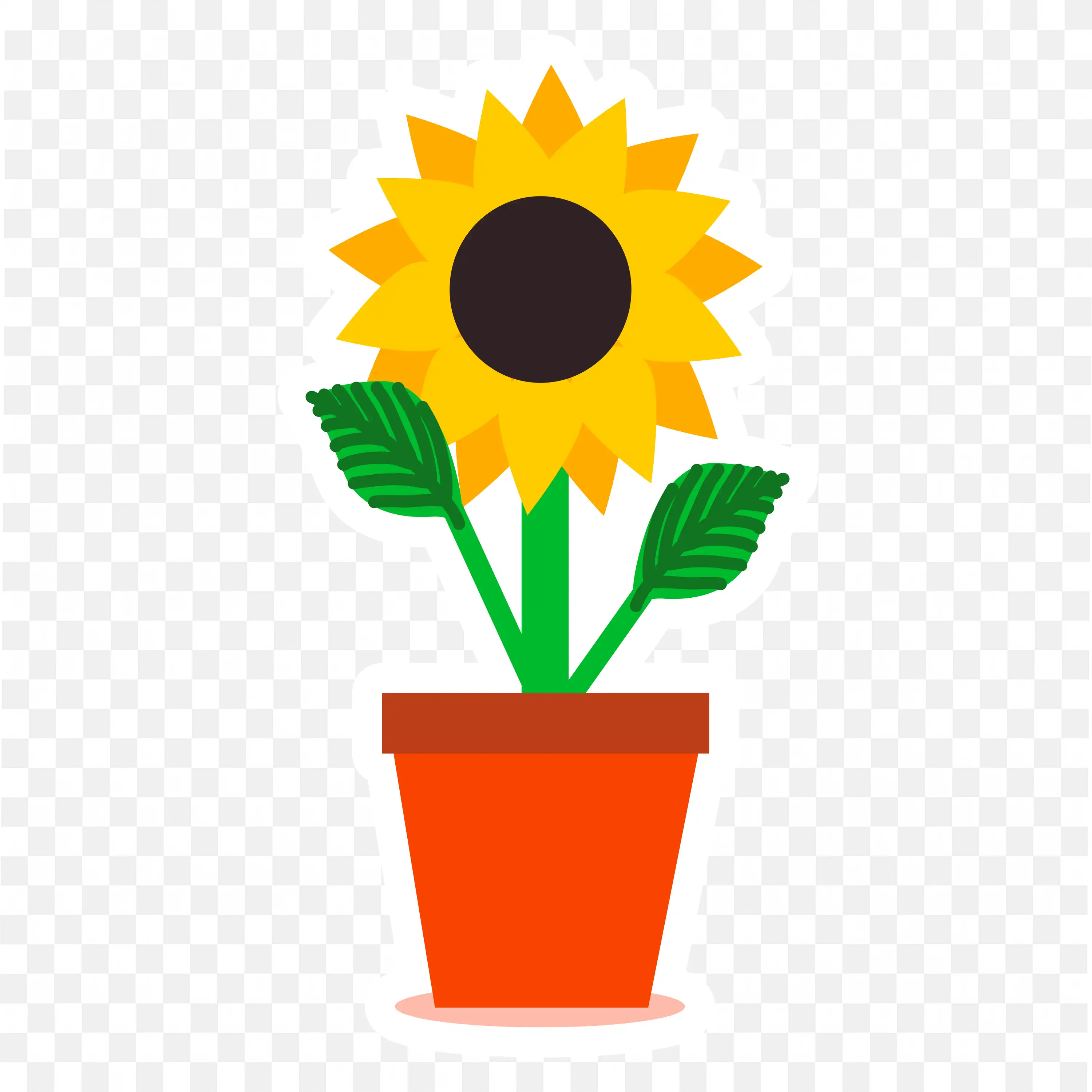 Sunflower Pot PNG Orange Planter Nature Clip Art Design Fun
