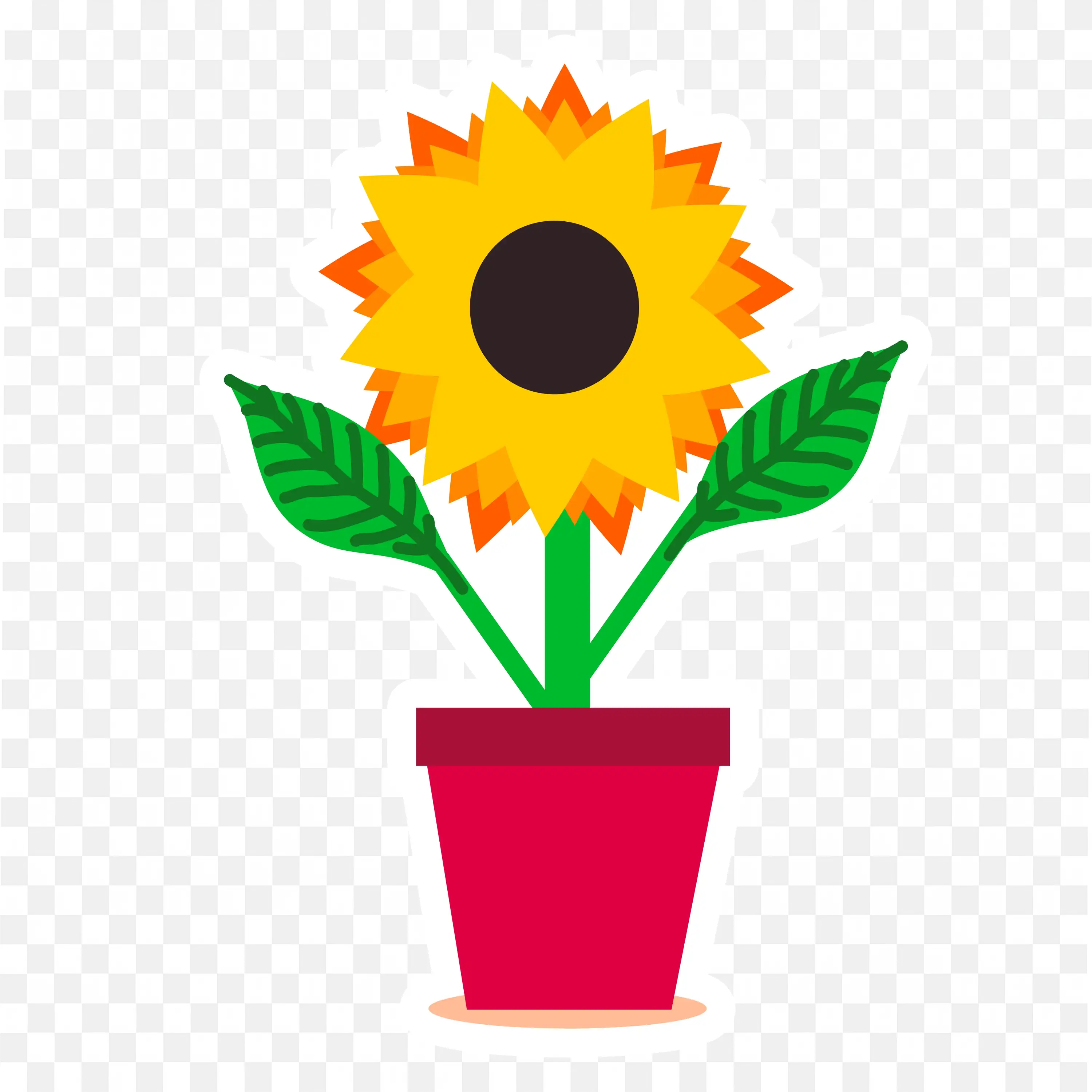 Sunflower Pot PNG Red Planter Nature Flower Clipart Design