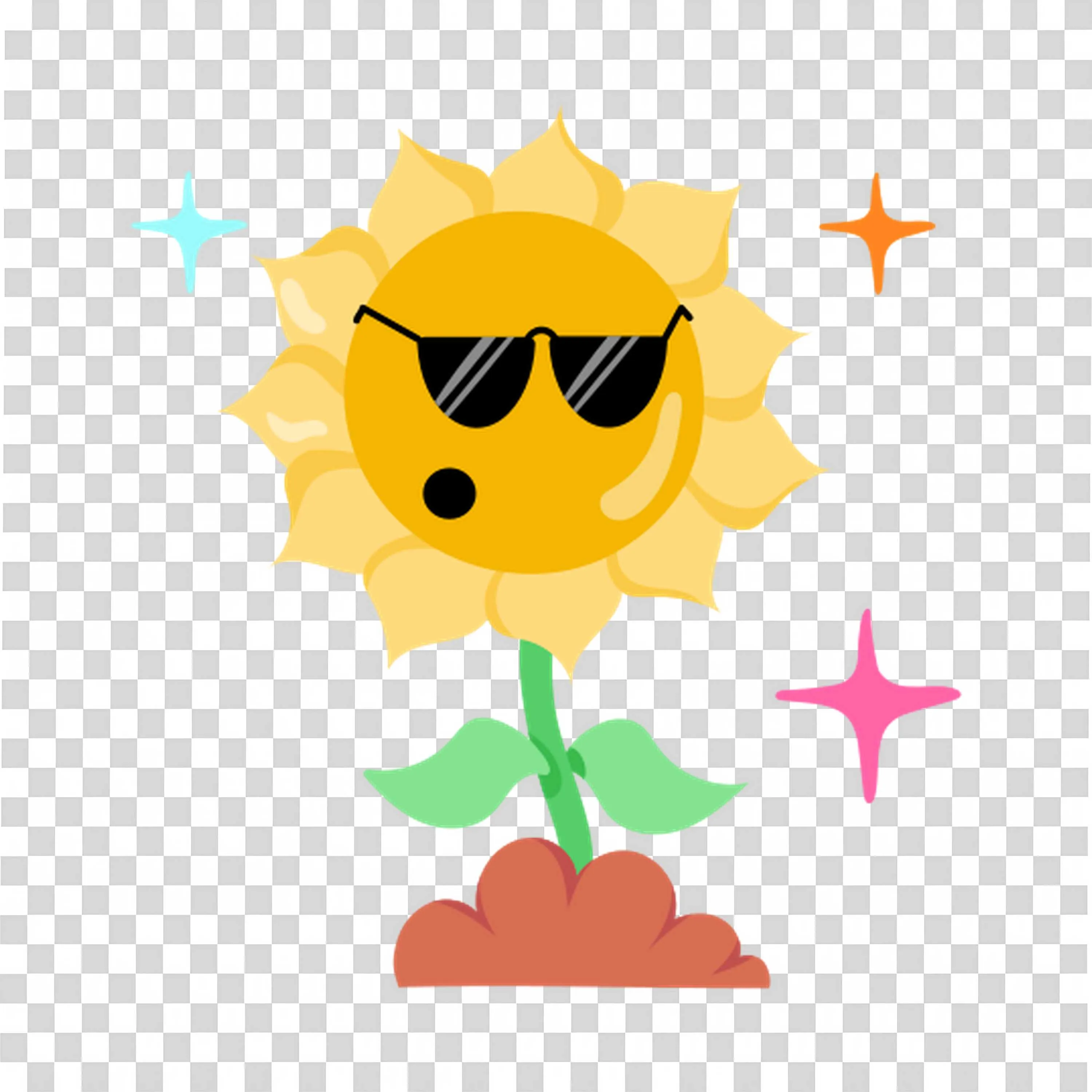 Sunflower Wearing Sunglasses with Smiling Face Art