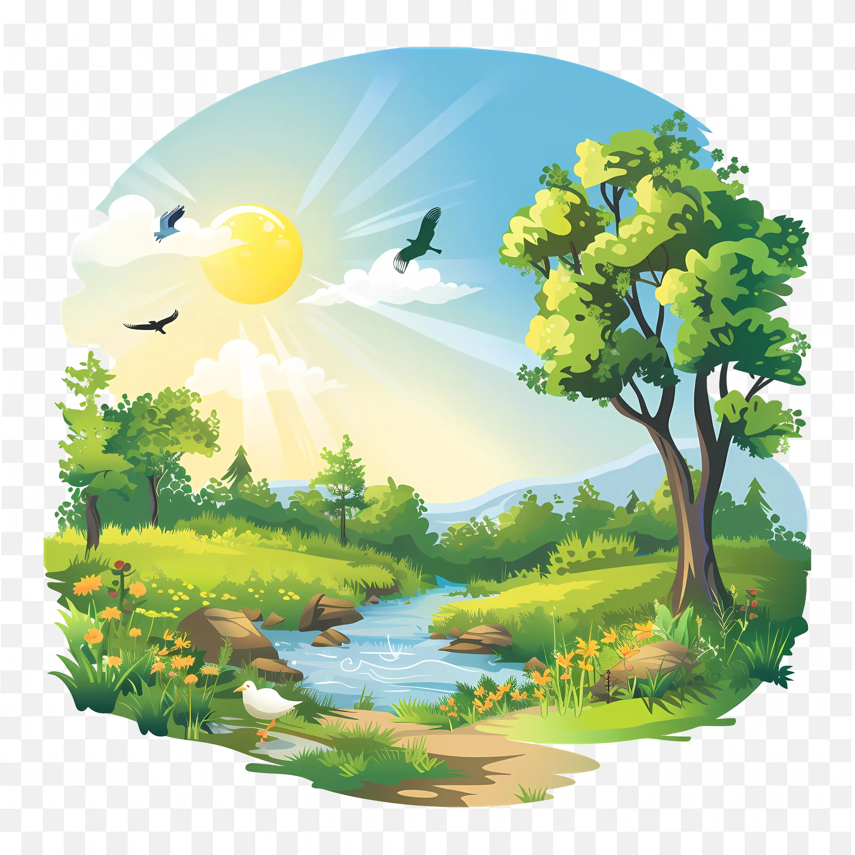 Sunny Forest PNG Nature Landscape Clip Art Morning Design