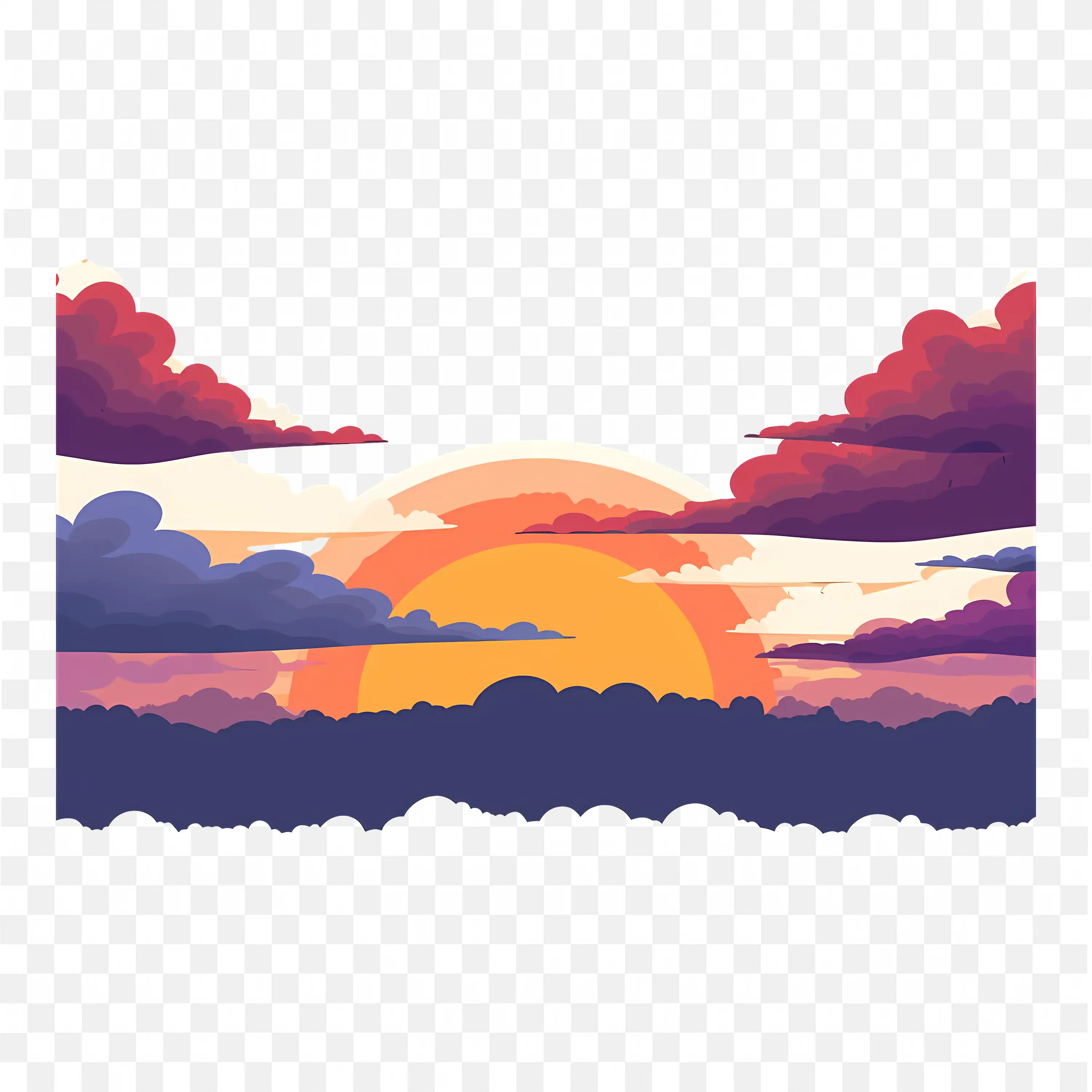 Sunset Sky PNG Colorful Clouds Nature Scene Clip Art Design