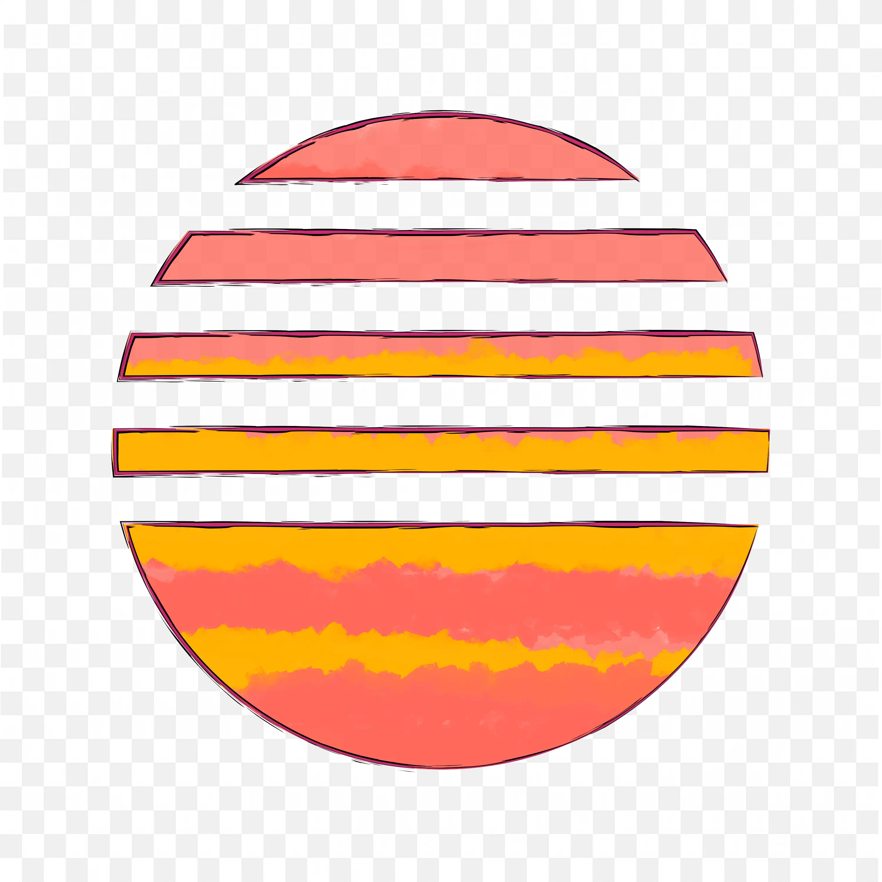 Sunset Stripes PNG Retro Nature Art Design Circle Clip Scene