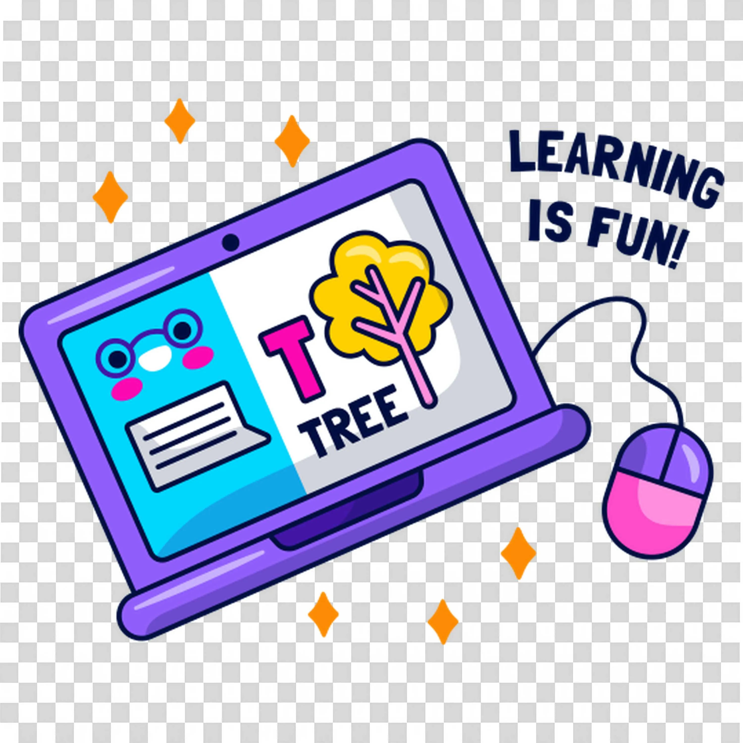 Tablet Screen with Pencils and Text Saying Learning Is Fun